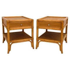 Pair of DUX Swedish Mid-Century Bamboo End Tables or Nightstands