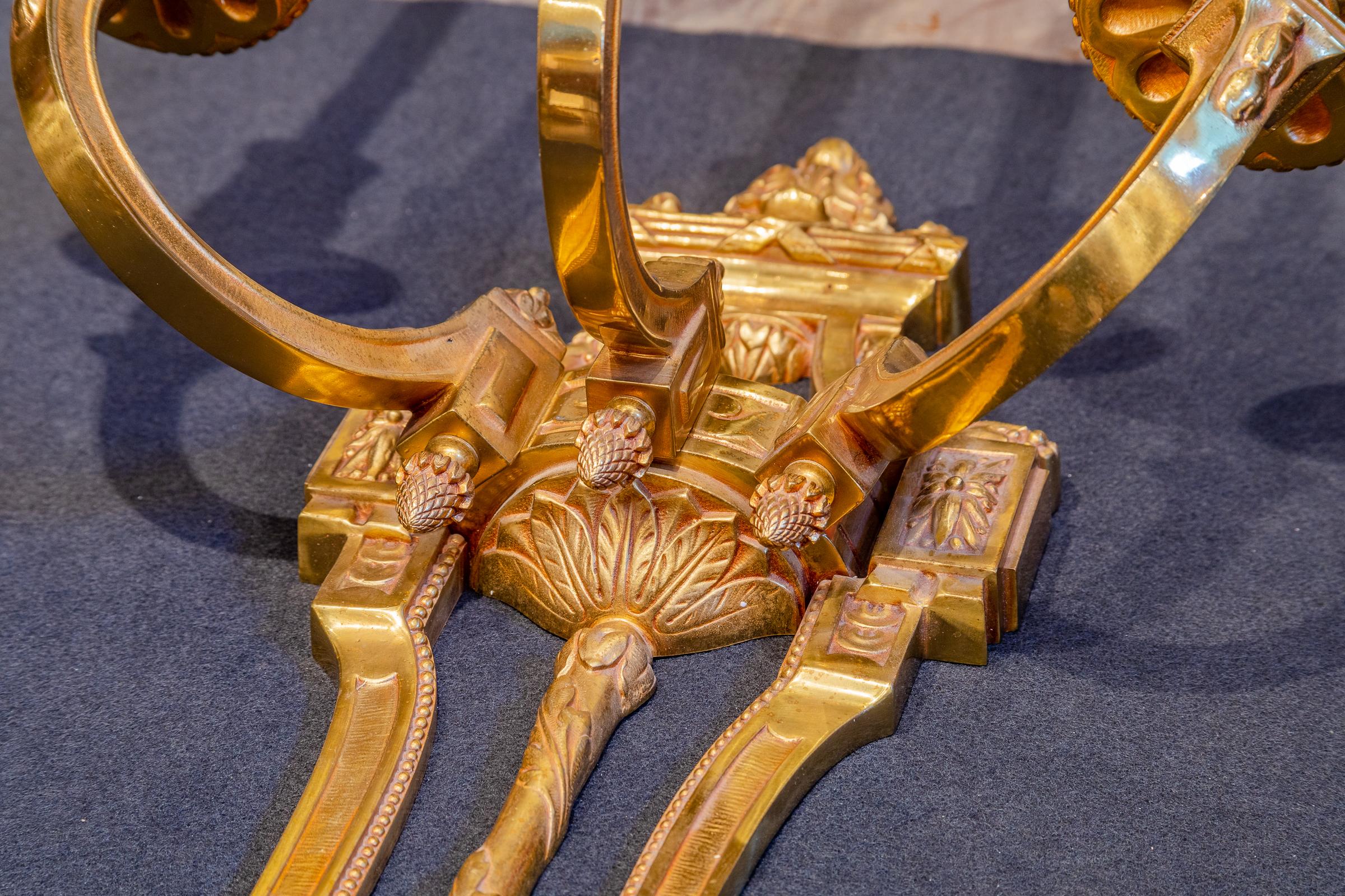 Pair of E 20th C Empire Gilt Bronze Large Sconces, Removed from Paris Theatre In Good Condition For Sale In Dallas, TX