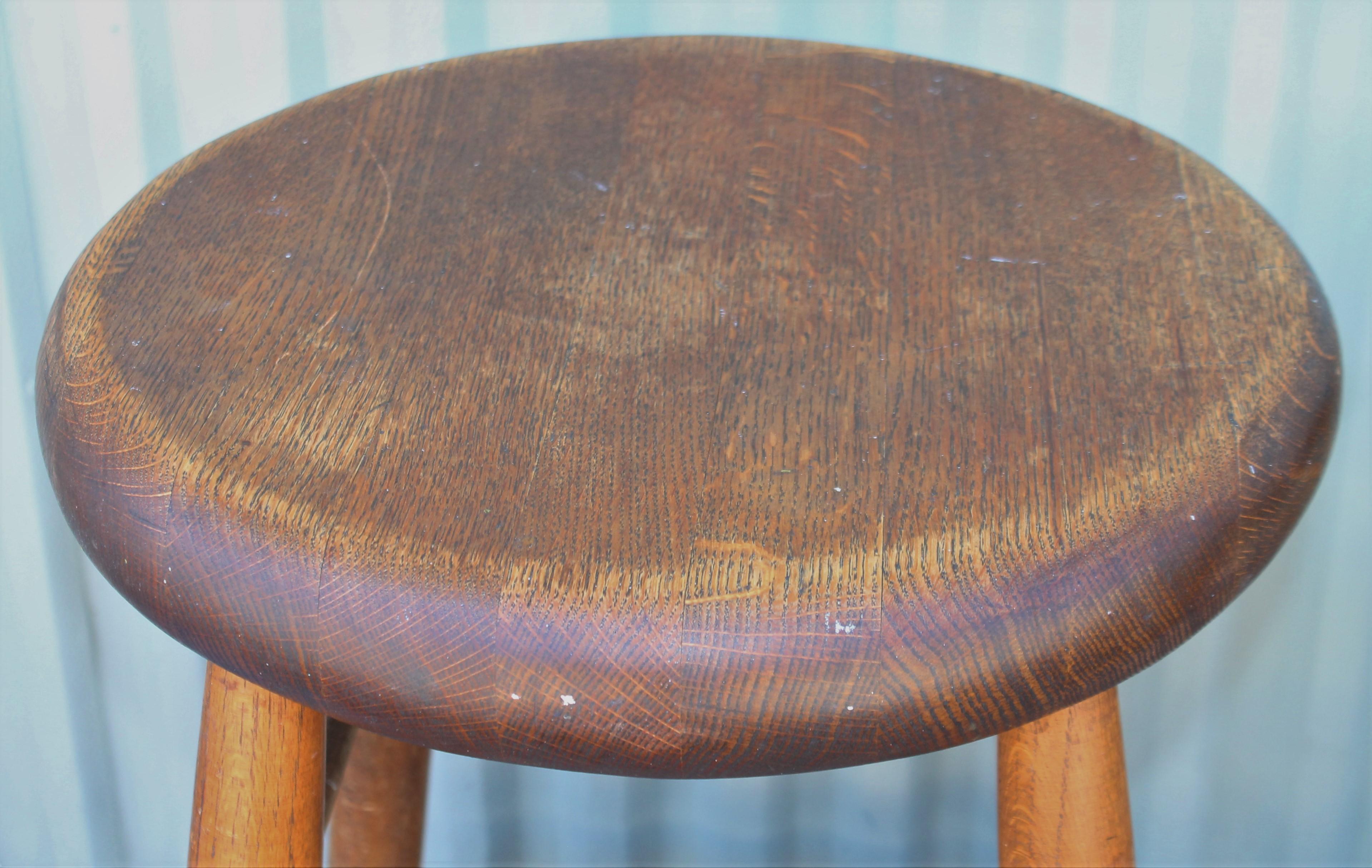 Adirondack Early 20th Century Plank Seat Bar Stool For Sale