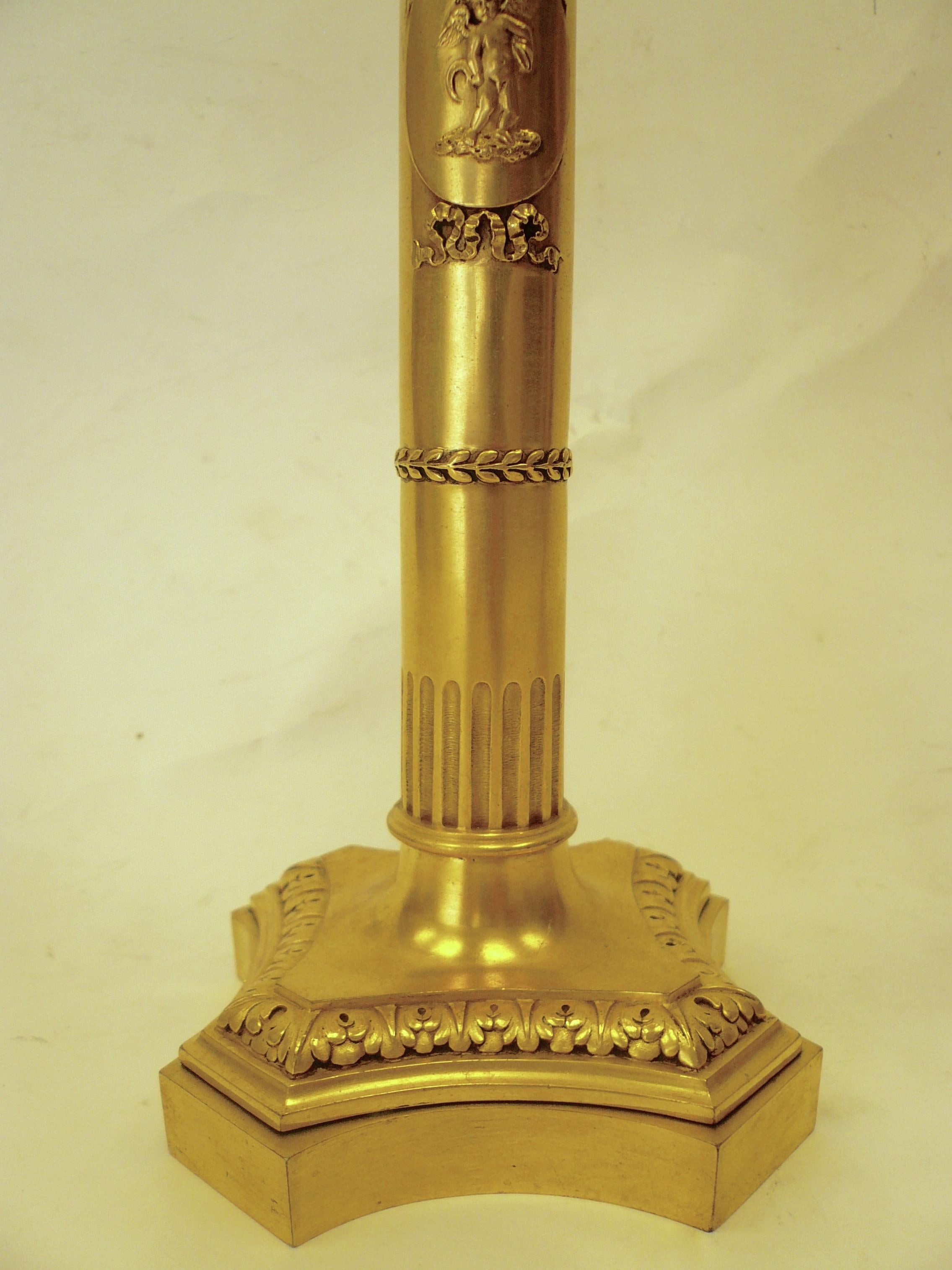 Pair of E. F. Caldwell Gilt Bronze Robert Adam Style Candelabra Form Lamps 3