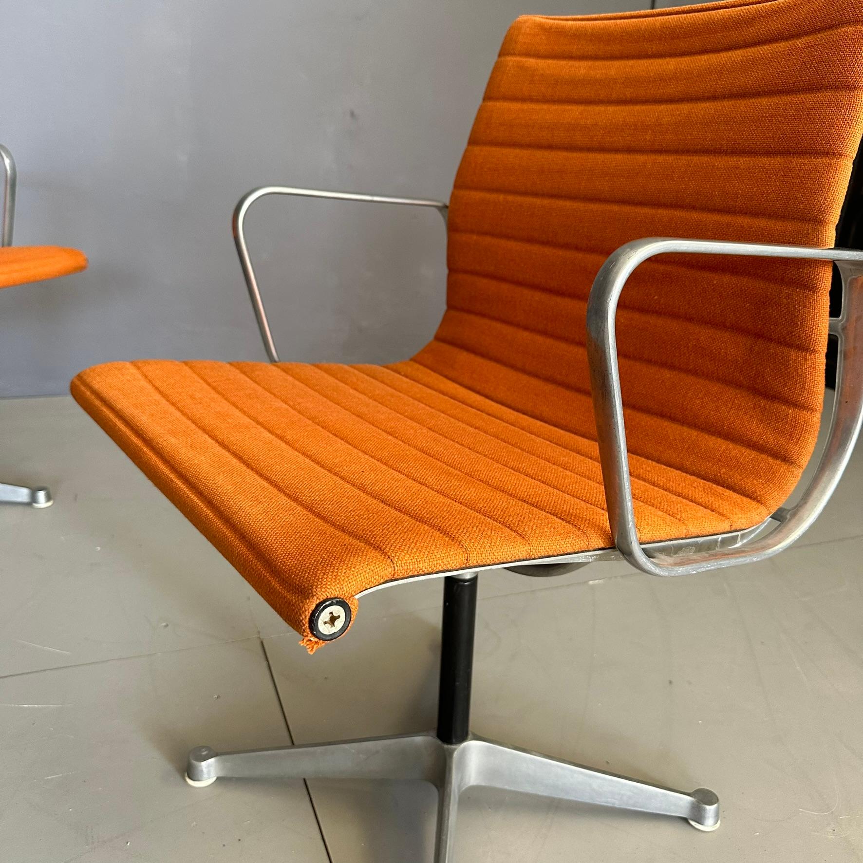 American Pair of EA108 armchairs design by Charles Eames for Herman Miller swivel seat