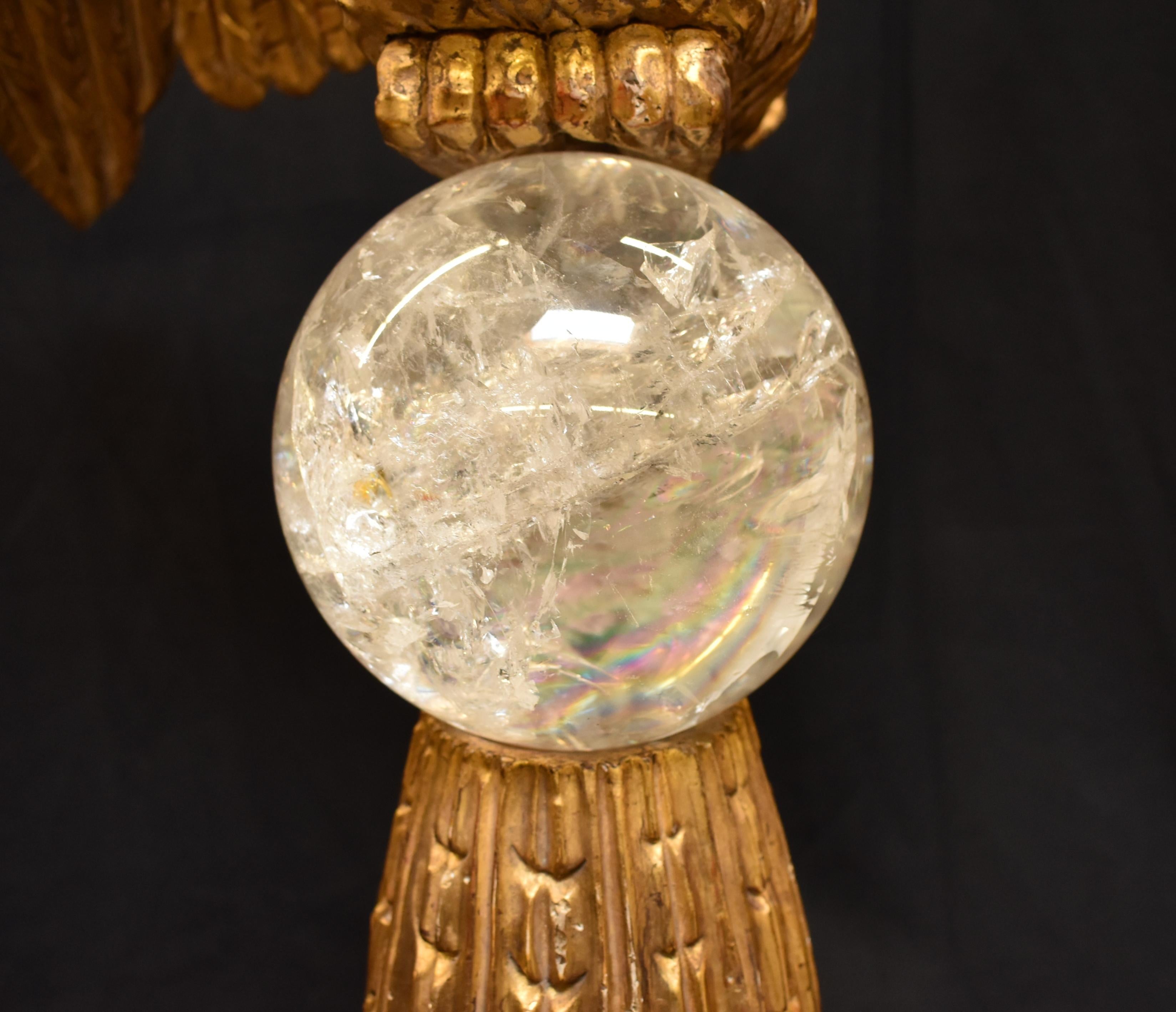 Pair of Eagles on Rock Crystal Spheres For Sale 9