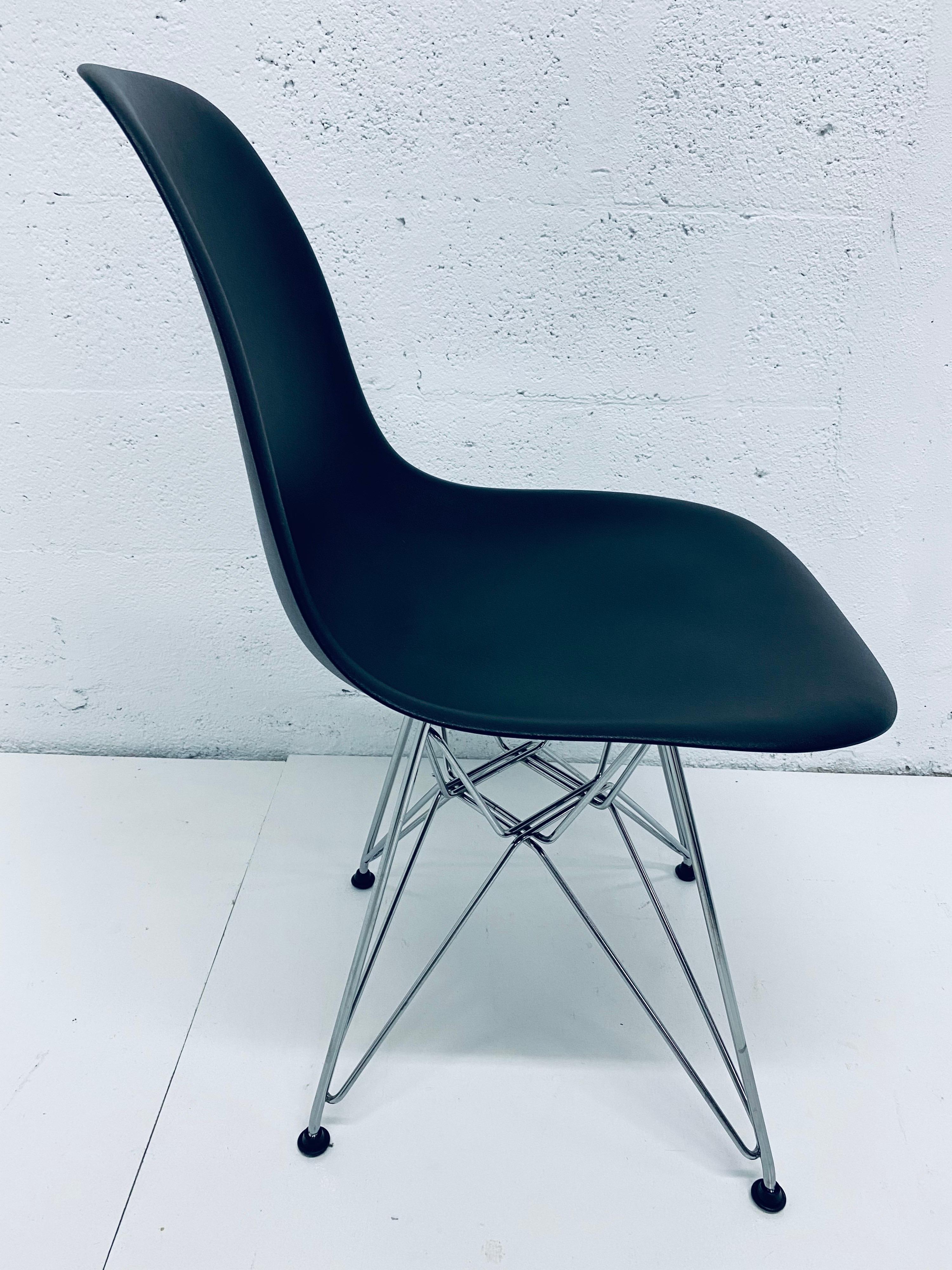 Pair of Eames Black Molded Plastic Side Chair for Herman Miller 2
