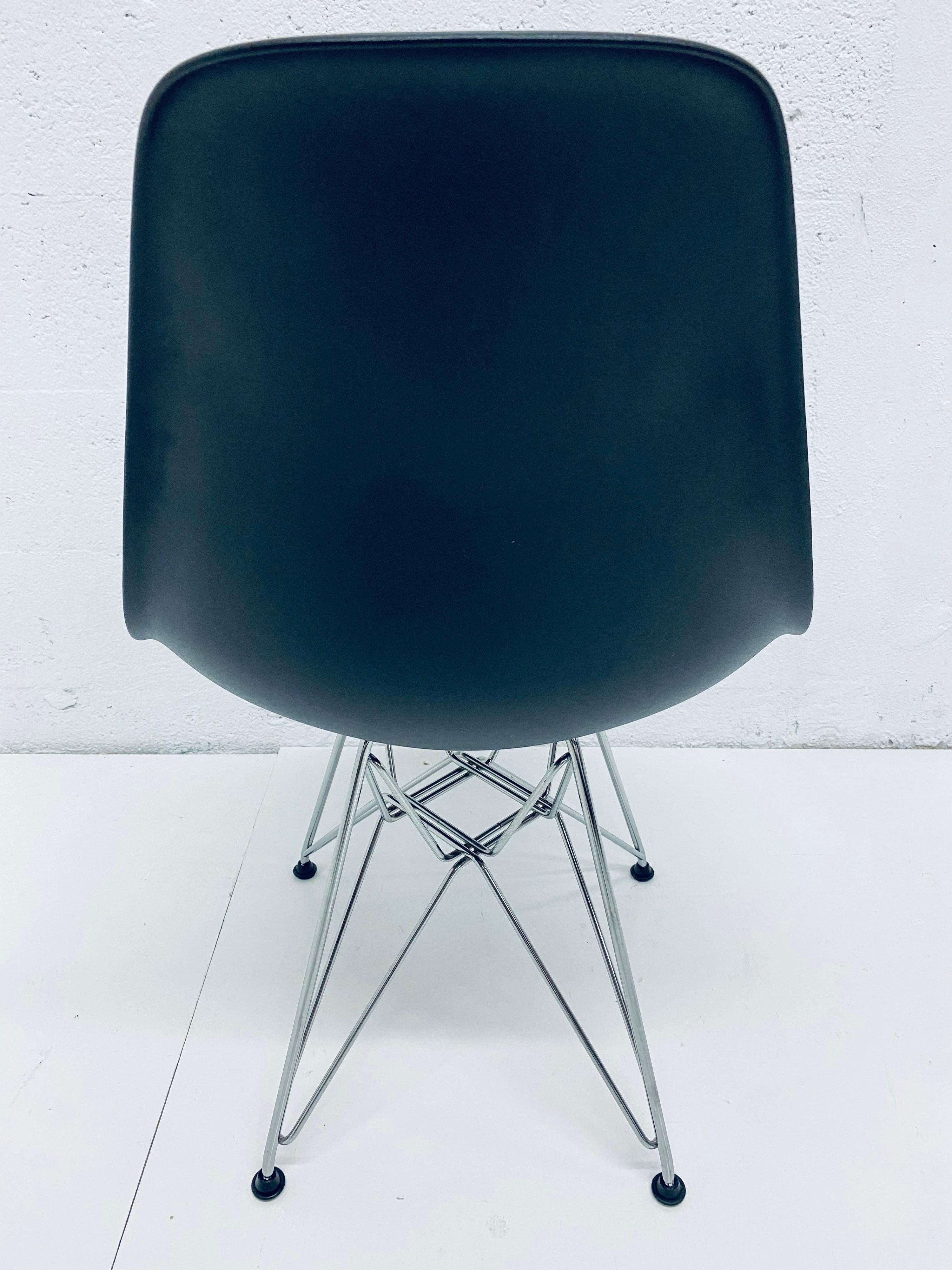 Pair of Eames Black Molded Plastic Side Chair for Herman Miller 3