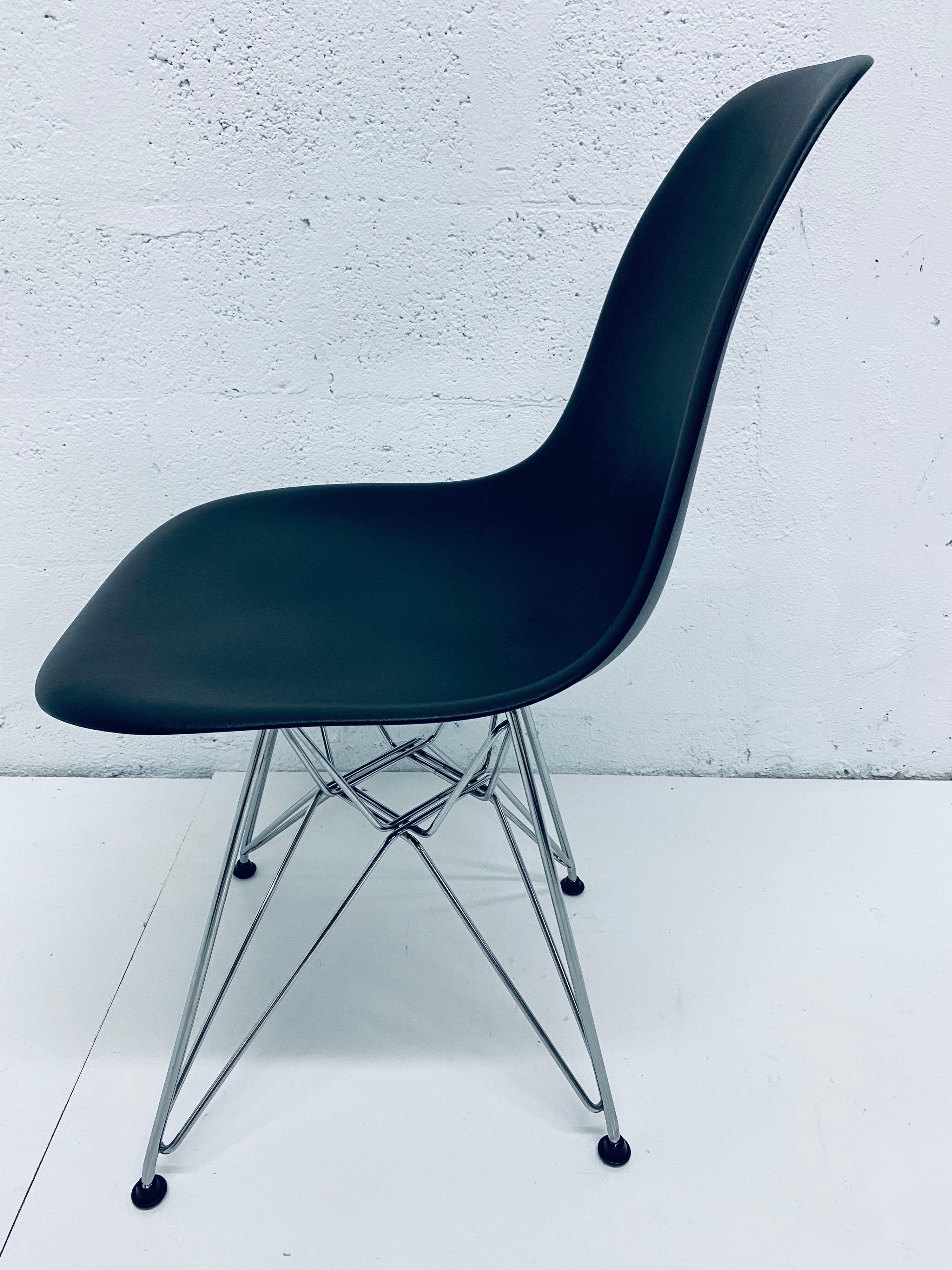 Pair of Eames Black Molded Plastic Side Chair for Herman Miller 4
