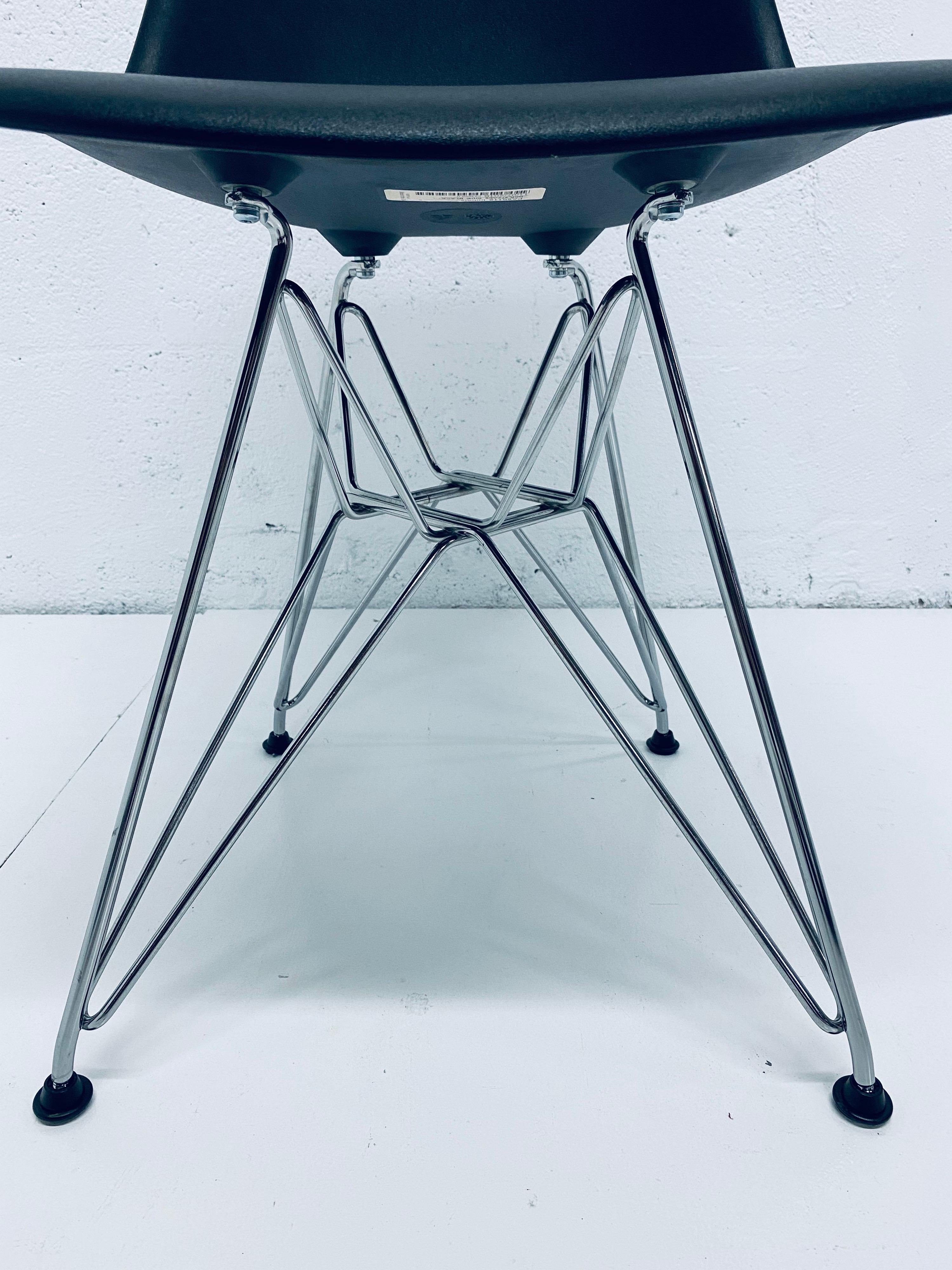 Pair of Eames Black Molded Plastic Side Chair for Herman Miller 5