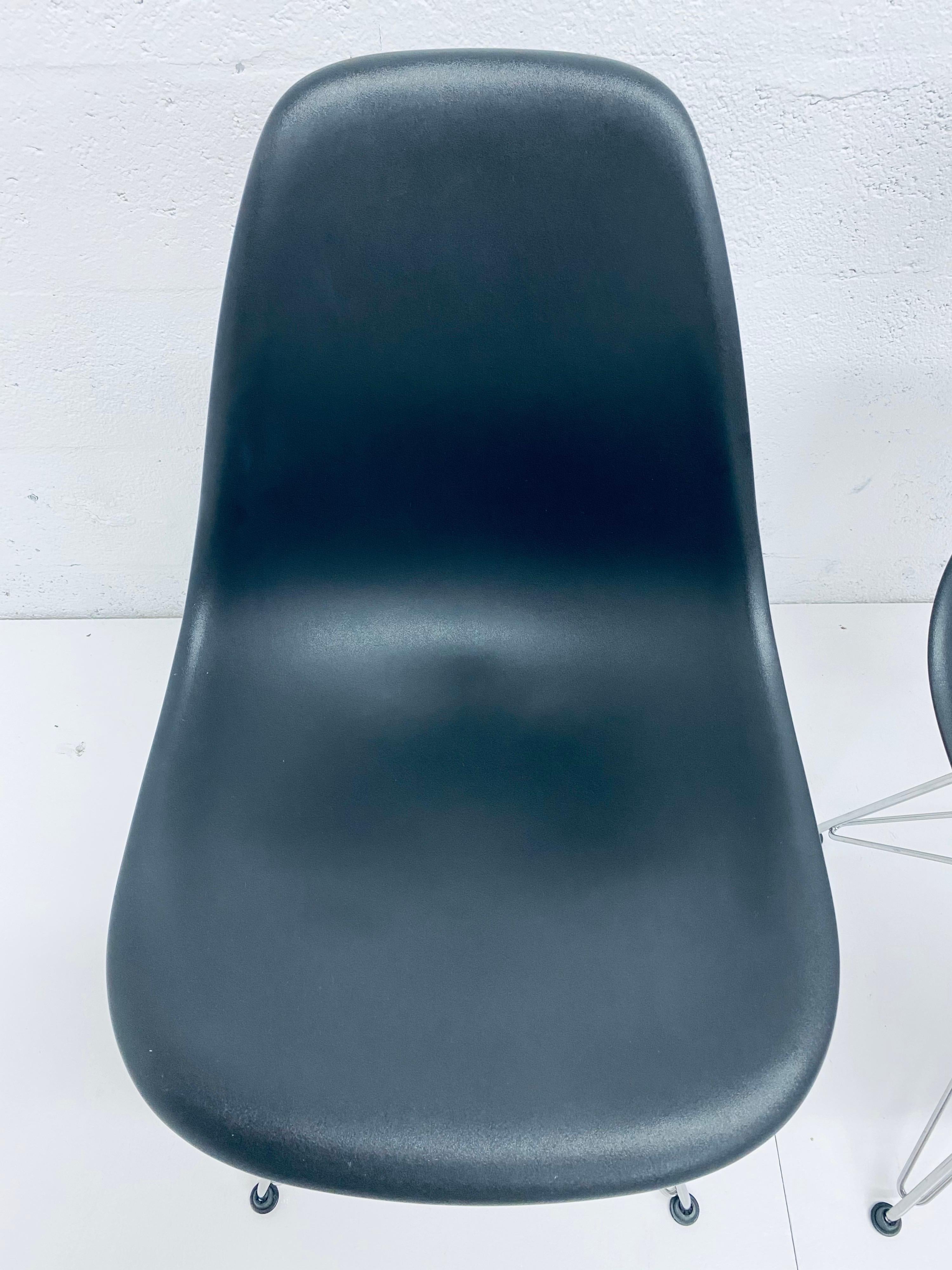 black molded plastic chair