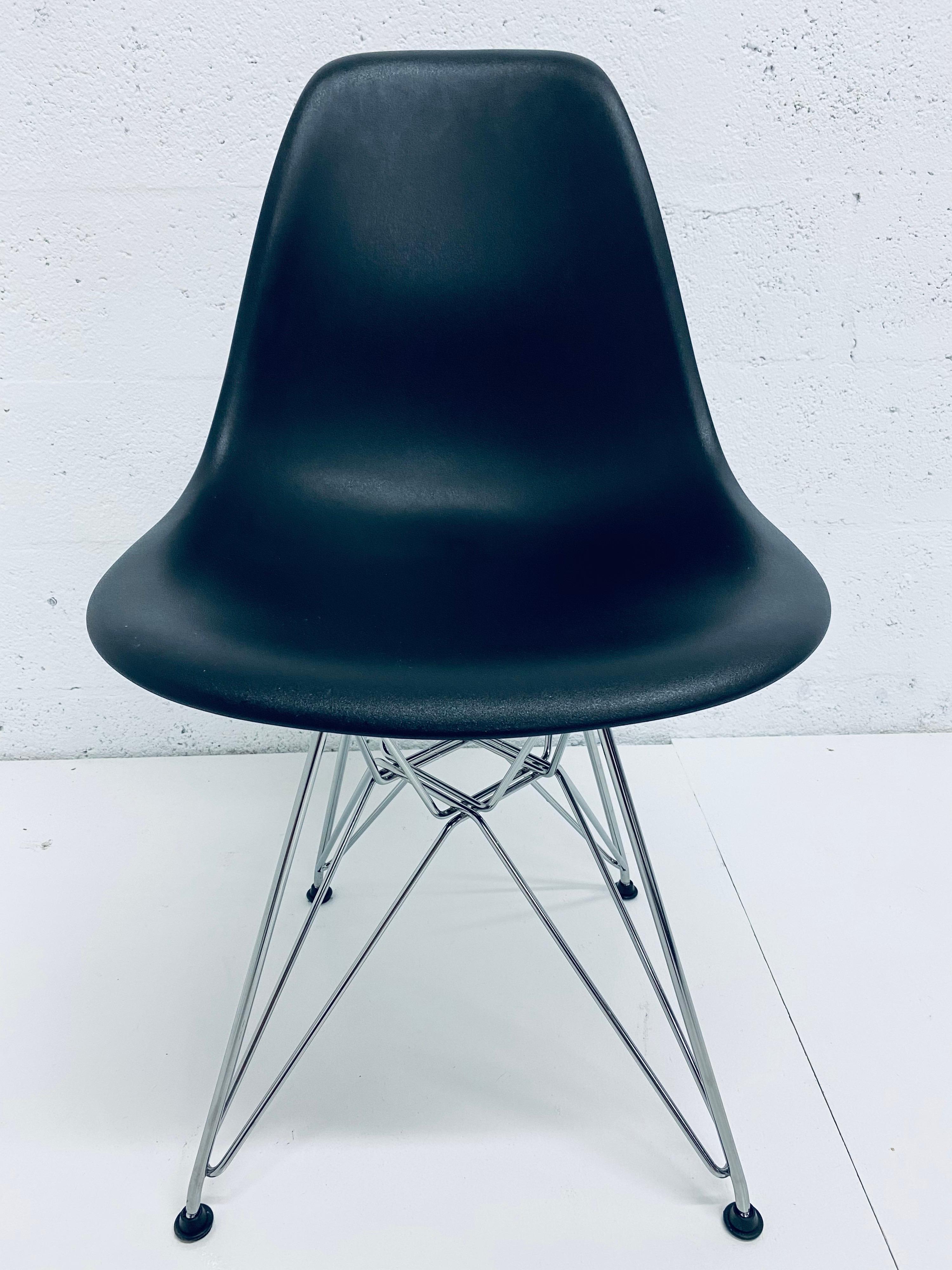 American Pair of Eames Black Molded Plastic Side Chair for Herman Miller