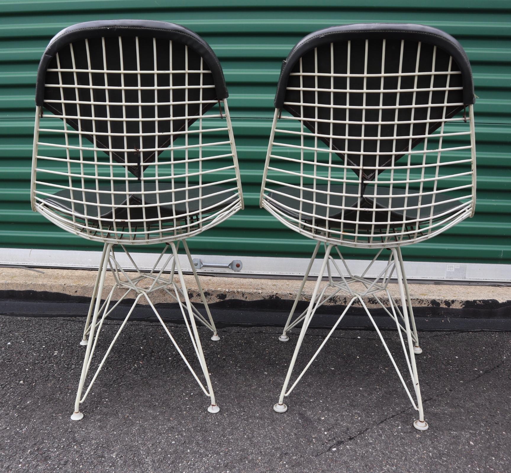 American Pair of Eames DKR-2 Bikini Wire Dining Chairs