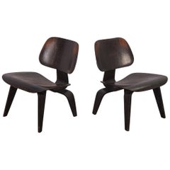 Vintage Pair of Eames Ebonized LCWs for Herman Miller