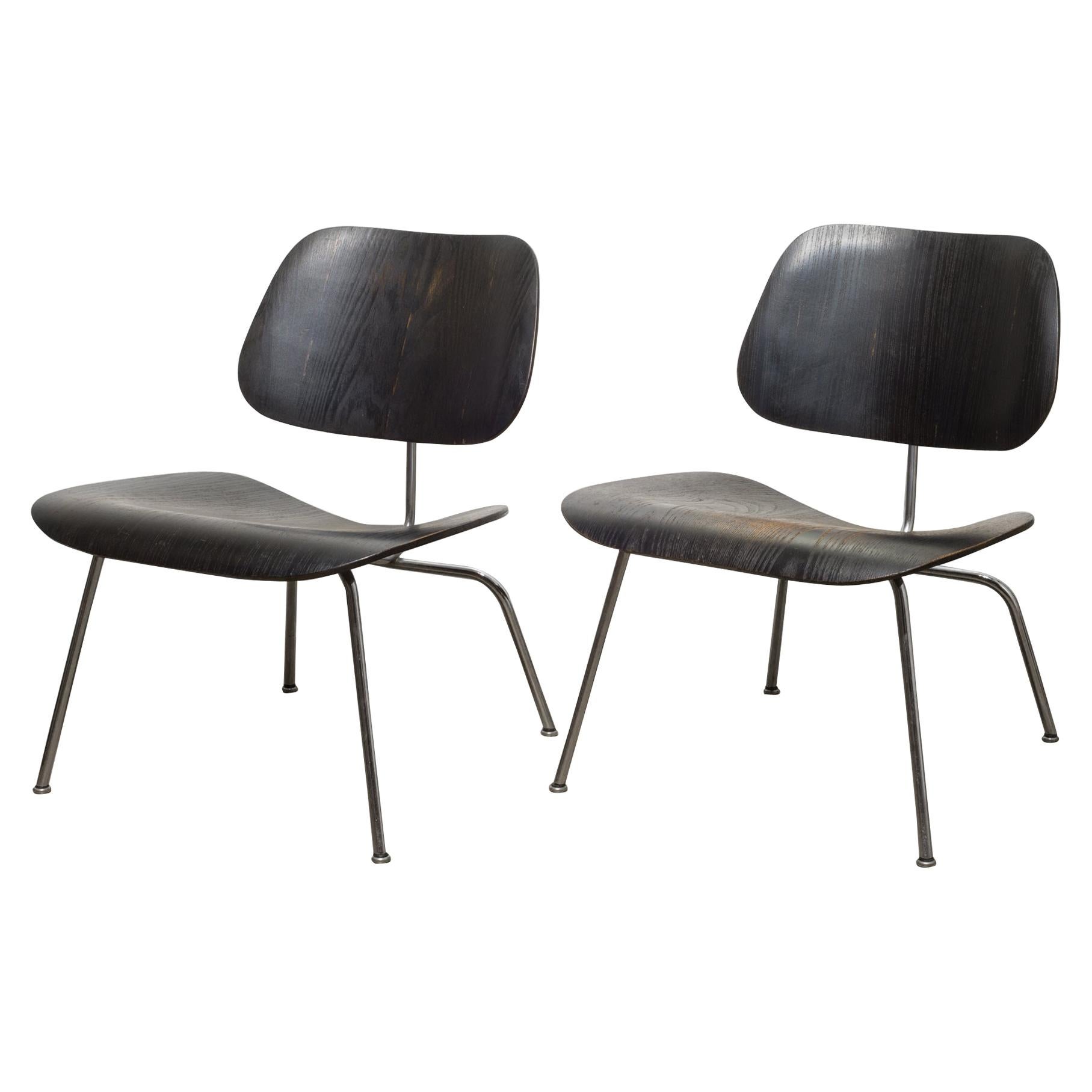 Pair of Eames for Herman Miller LCM Chairs in Black, circa 1950