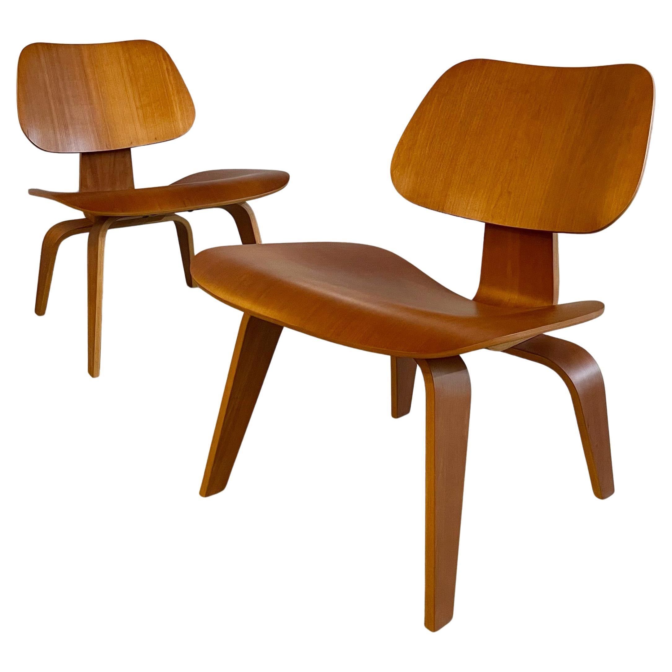 Paar Eames für Herman Miller LCW Loungesessel, LCW