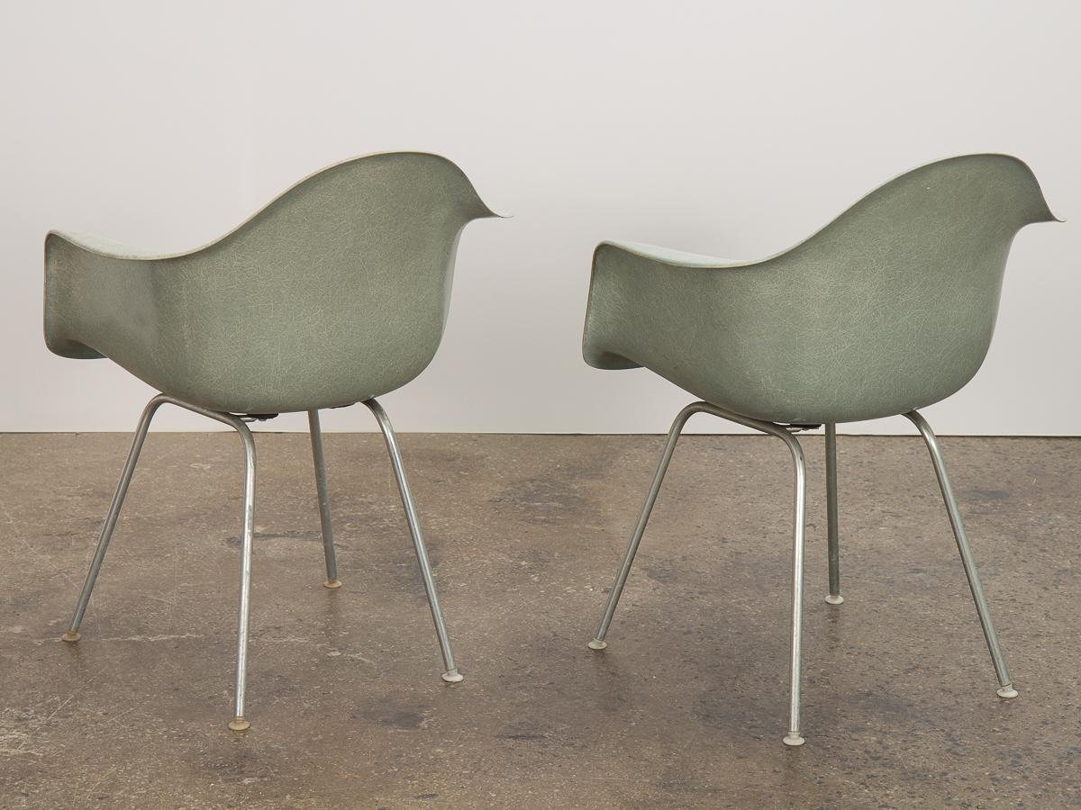 Molded Pair of Eames Seafoam DAX Armchairs