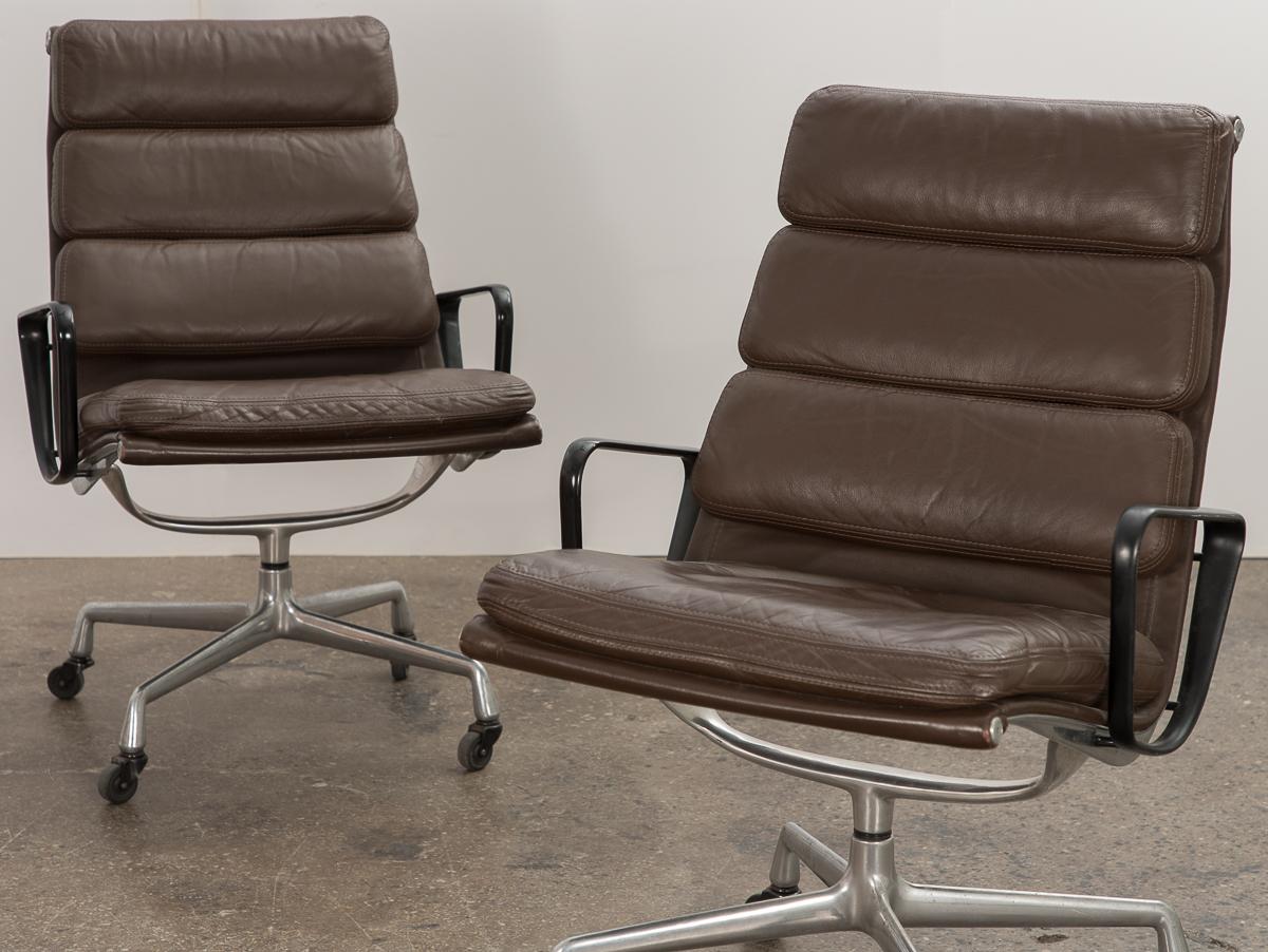 Mid-Century Modern Pair of Eames Soft Pad Executive Leather Office Chair