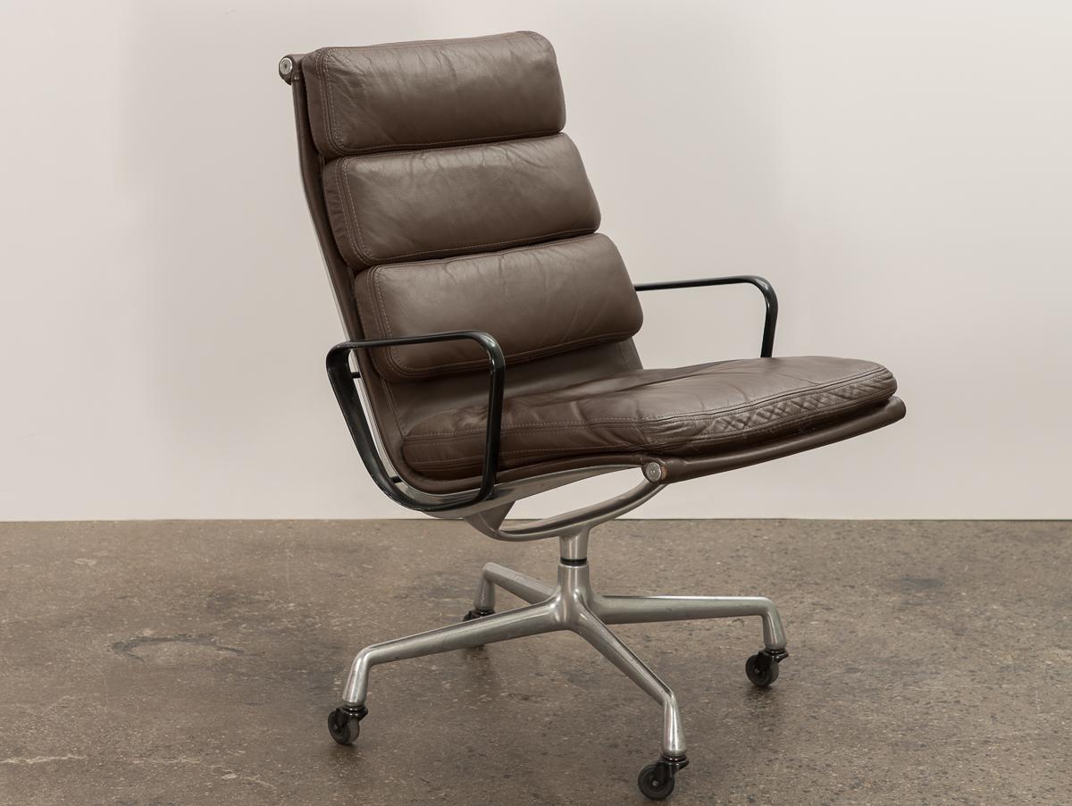 American Pair of Eames Soft Pad Executive Leather Office Chair