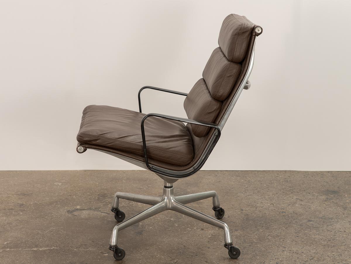 Pair of Eames Soft Pad Executive Leather Office Chair In Good Condition In Brooklyn, NY