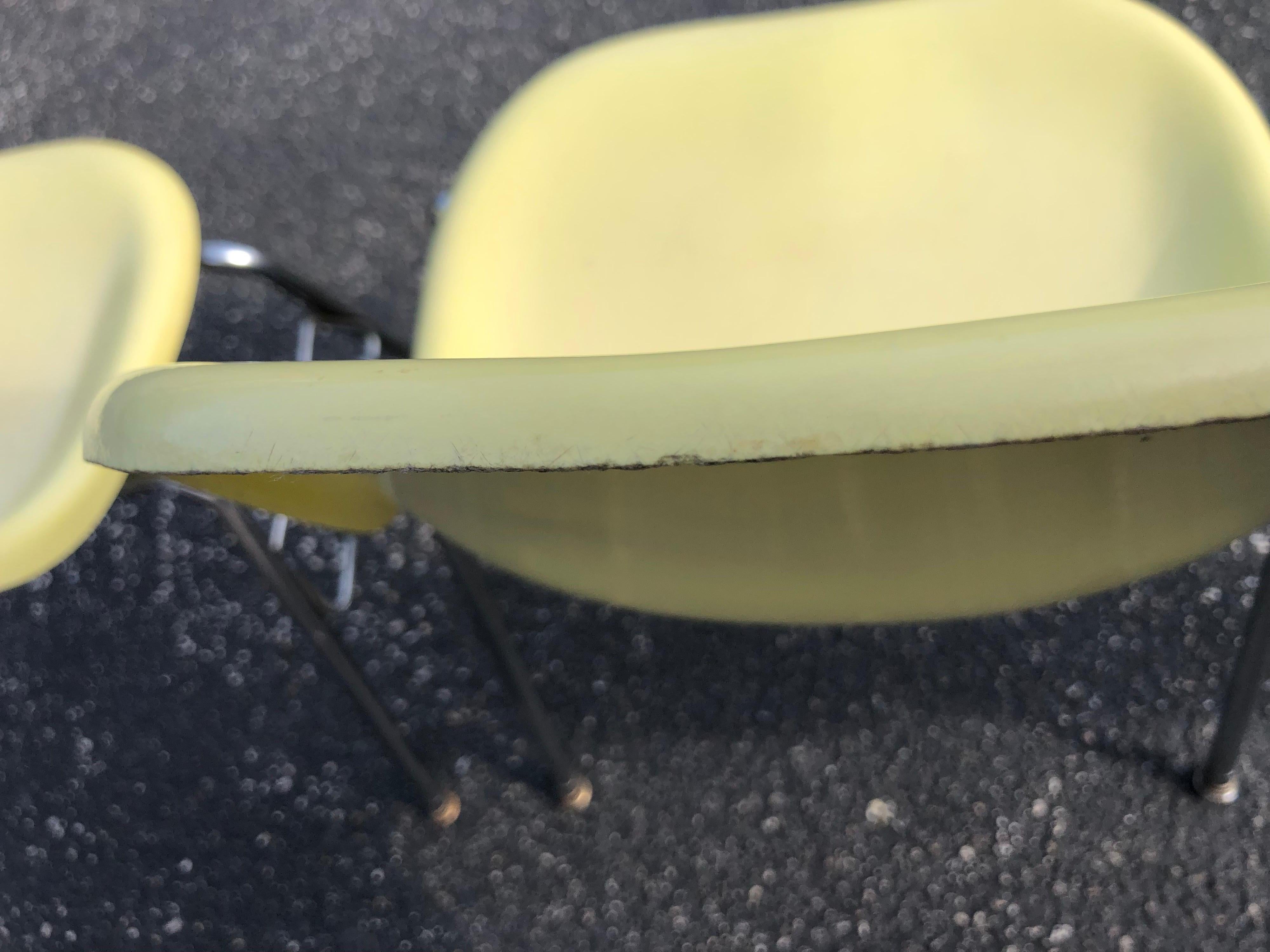 Pair of  Yellow Fiberglass Shell Chairs by Techfab (2) In Good Condition For Sale In Redding, CT