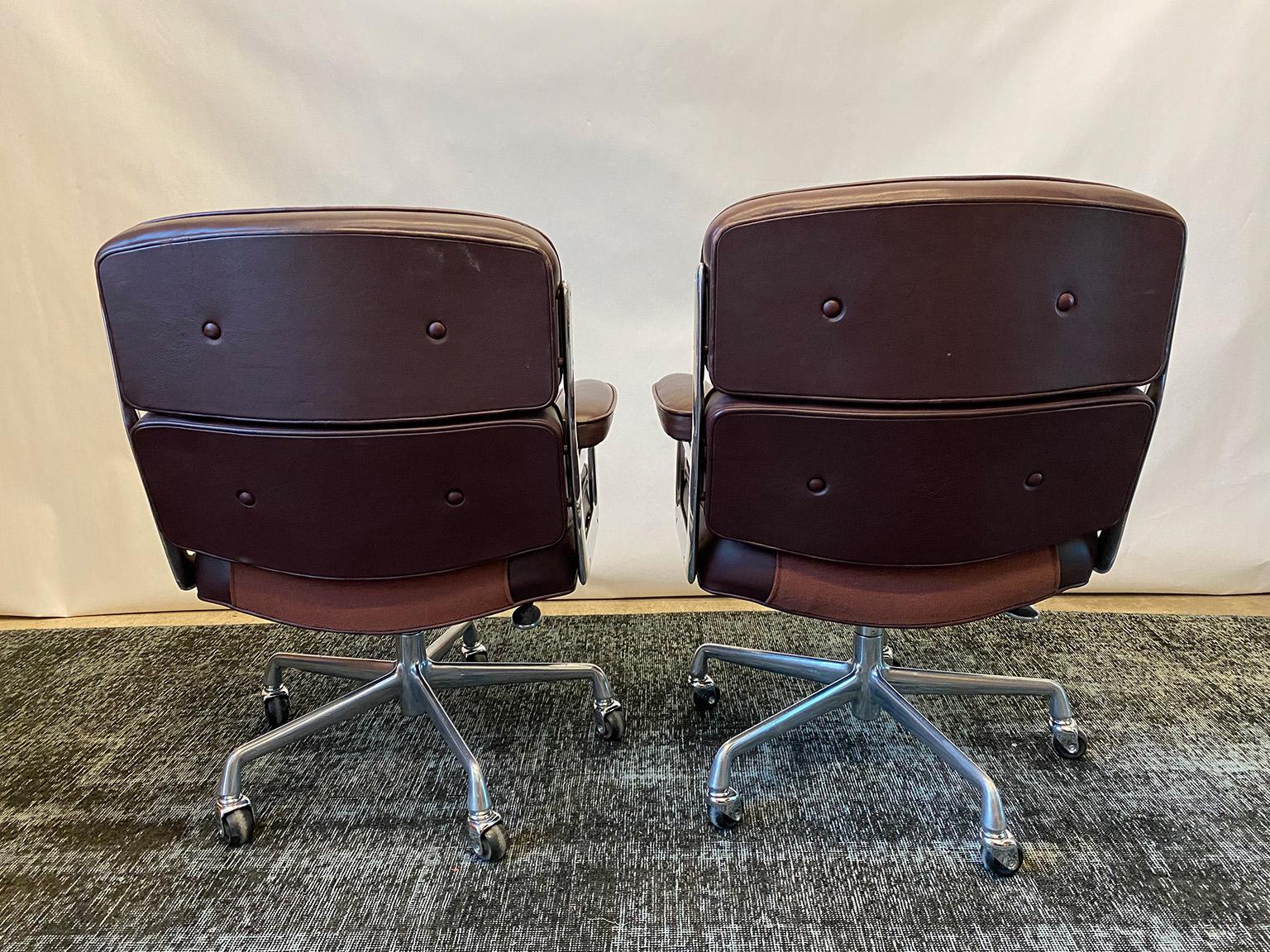 20th Century Vintage 1980s Eames Time Life Executive Leather and Aluminum Chairs