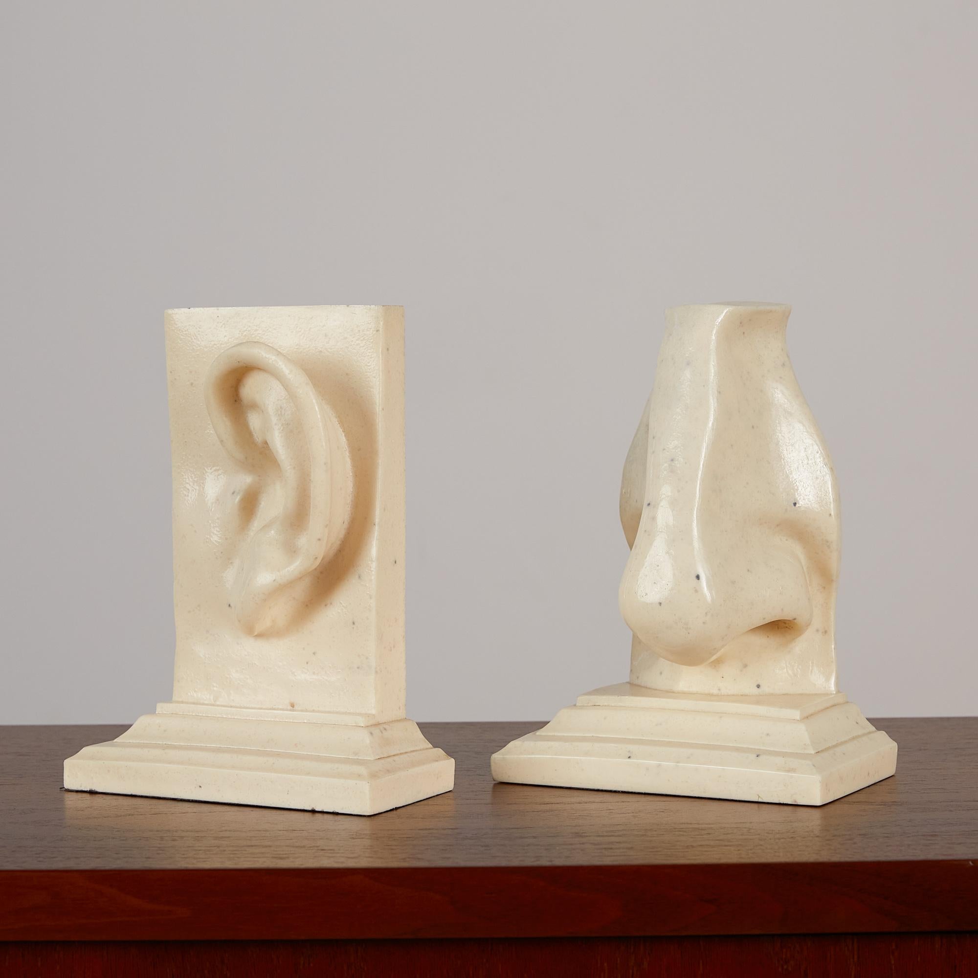 Mid-Century Modern Pair of Ear & Nose Bookends by C2C Designs