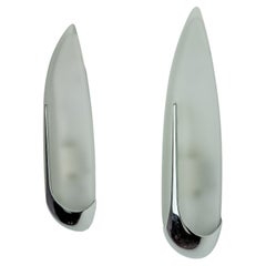 Pair of "ear" wall lights by idearte, smoked glass and silver metal, Spain, 1980