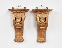Pair of Early 18th c. Carved and Gilded Regence Wall Brackets