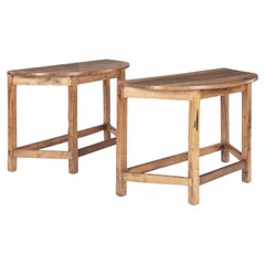Pair of Early 18th Century Blond Walnut Demilune Tables Pair of Early 18th Century Blond Walnut Demilune Tables