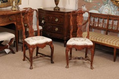 Paire de chaises d'appoint Queen Anne du début du 18e siècle en marqueterie néerlandaise