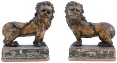 Pair of Early 18th Century English Giltwood Lions
