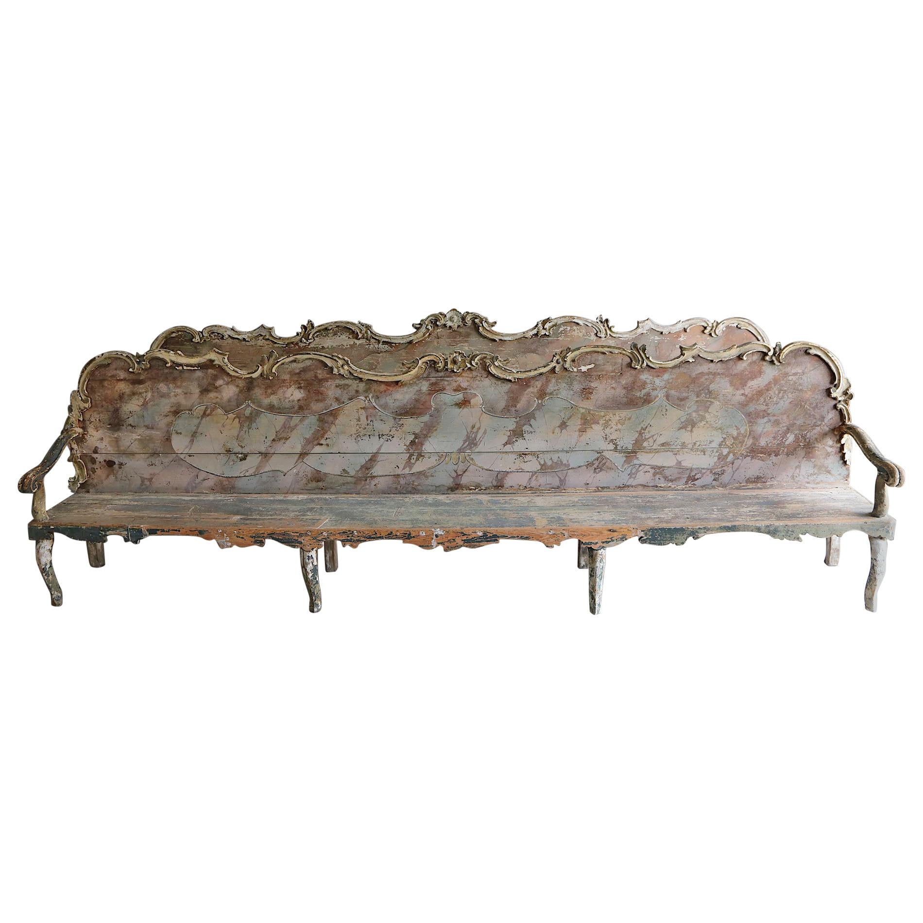  Monumental Grand Pair of 17thC Early 18th Century Italian Baroque Benches For Sale
