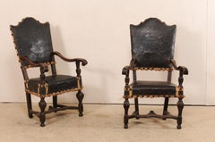Pair of Early 18th Century Italian Leather Armchairs