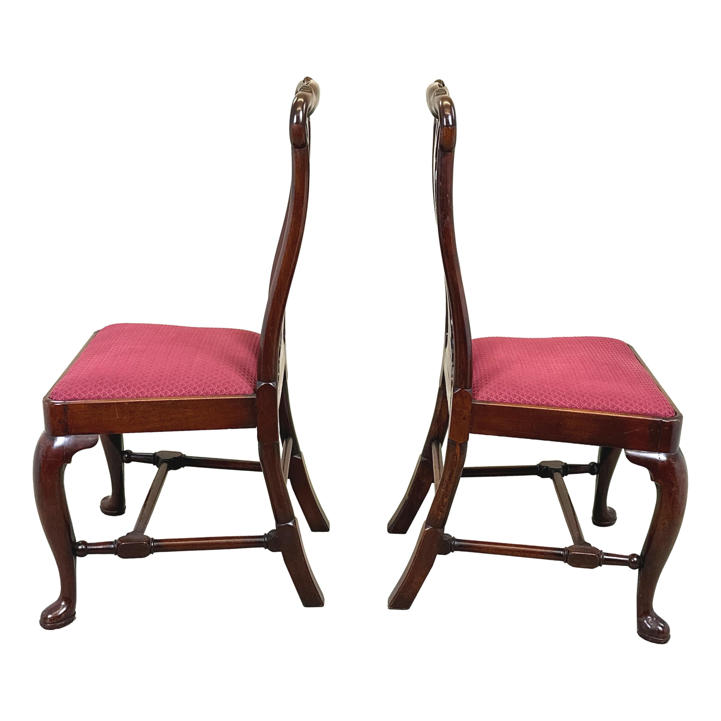 Georgian Pair Of Early 18th Century Side Chairs