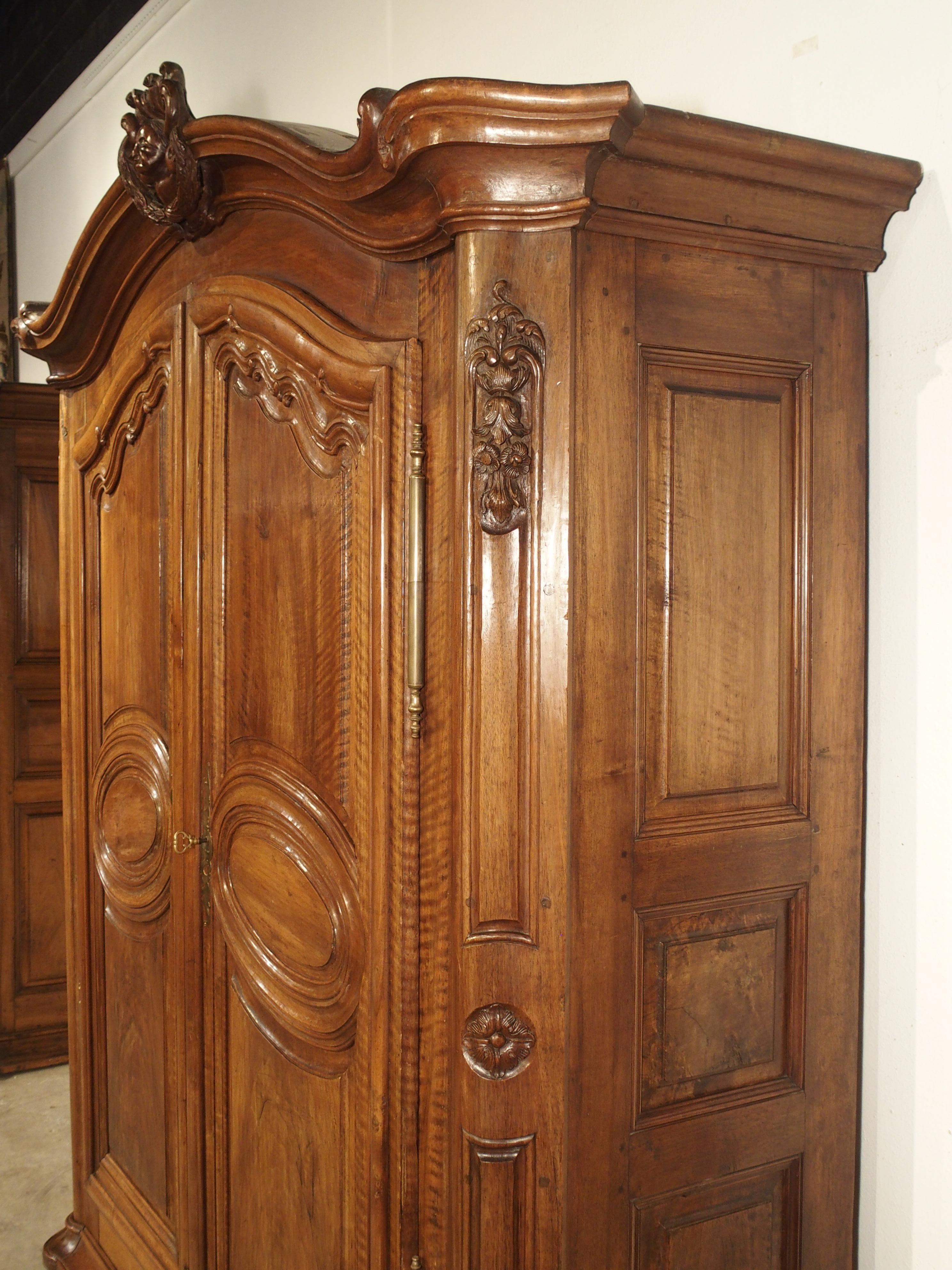 Pair of Early 18th Century Walnut and Olive Wood Armoires from Eastern France 6