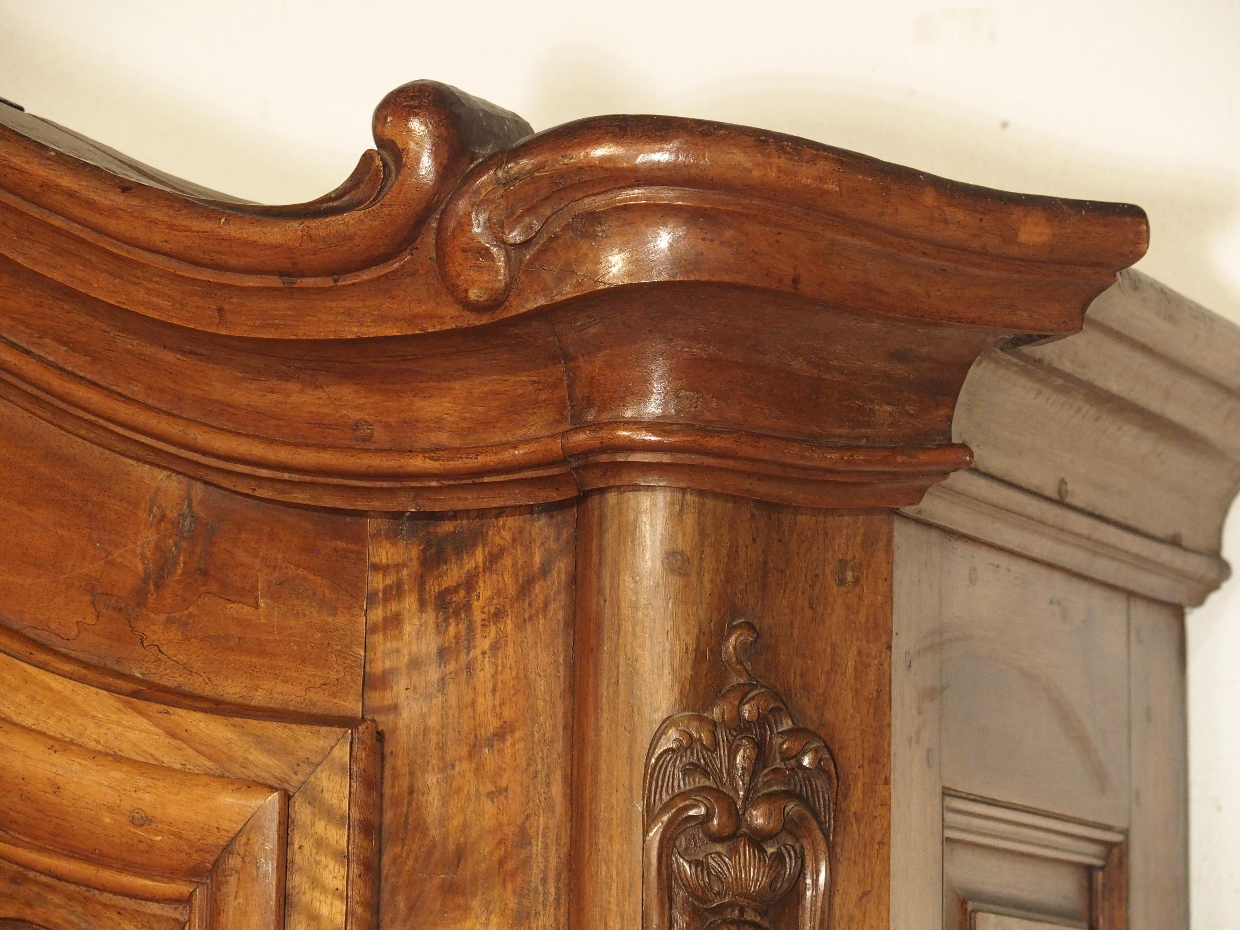 Pair of Early 18th Century Walnut and Olive Wood Armoires from Eastern France 9