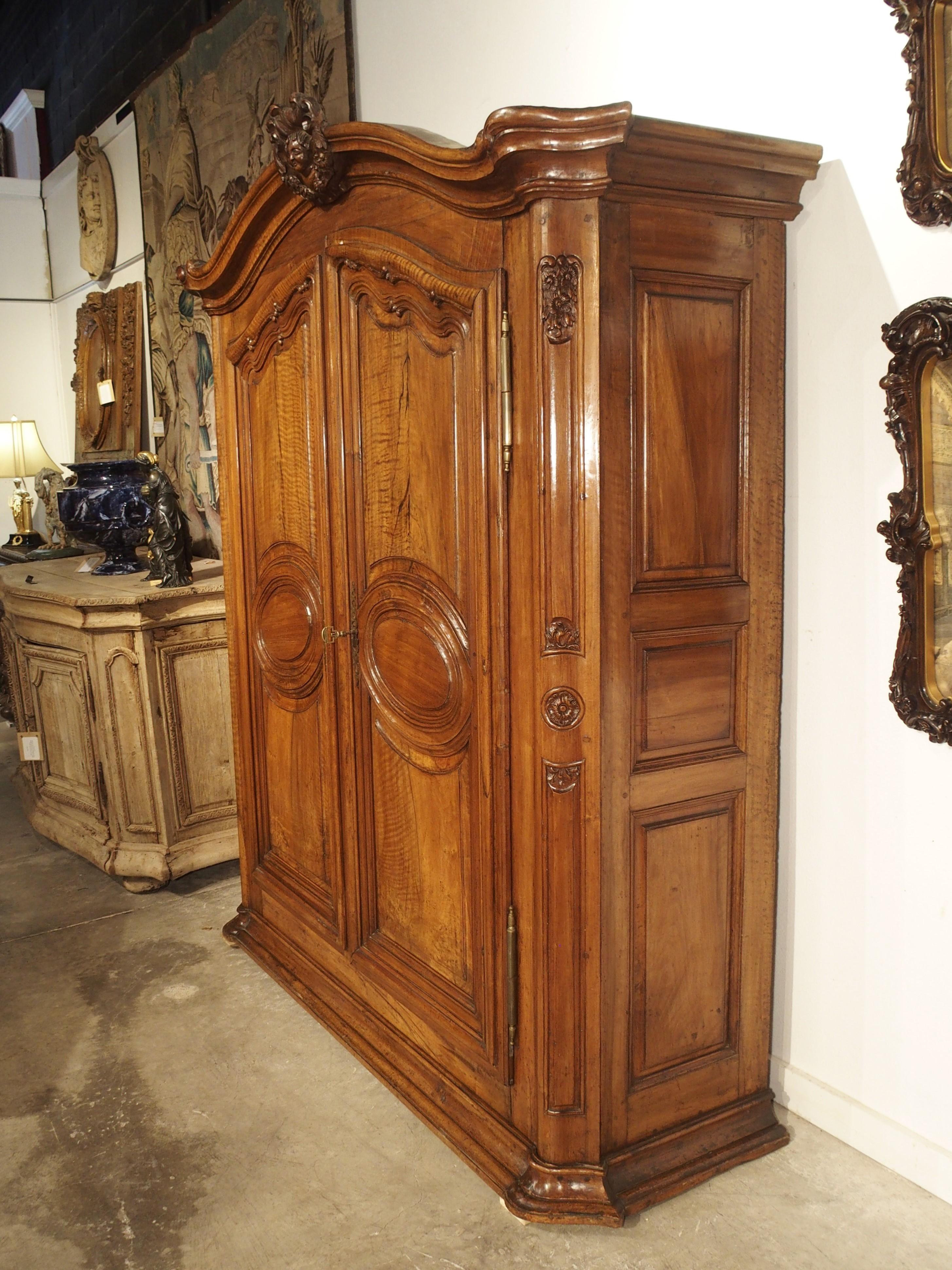 Pair of Early 18th Century Walnut and Olive Wood Armoires from Eastern France 2