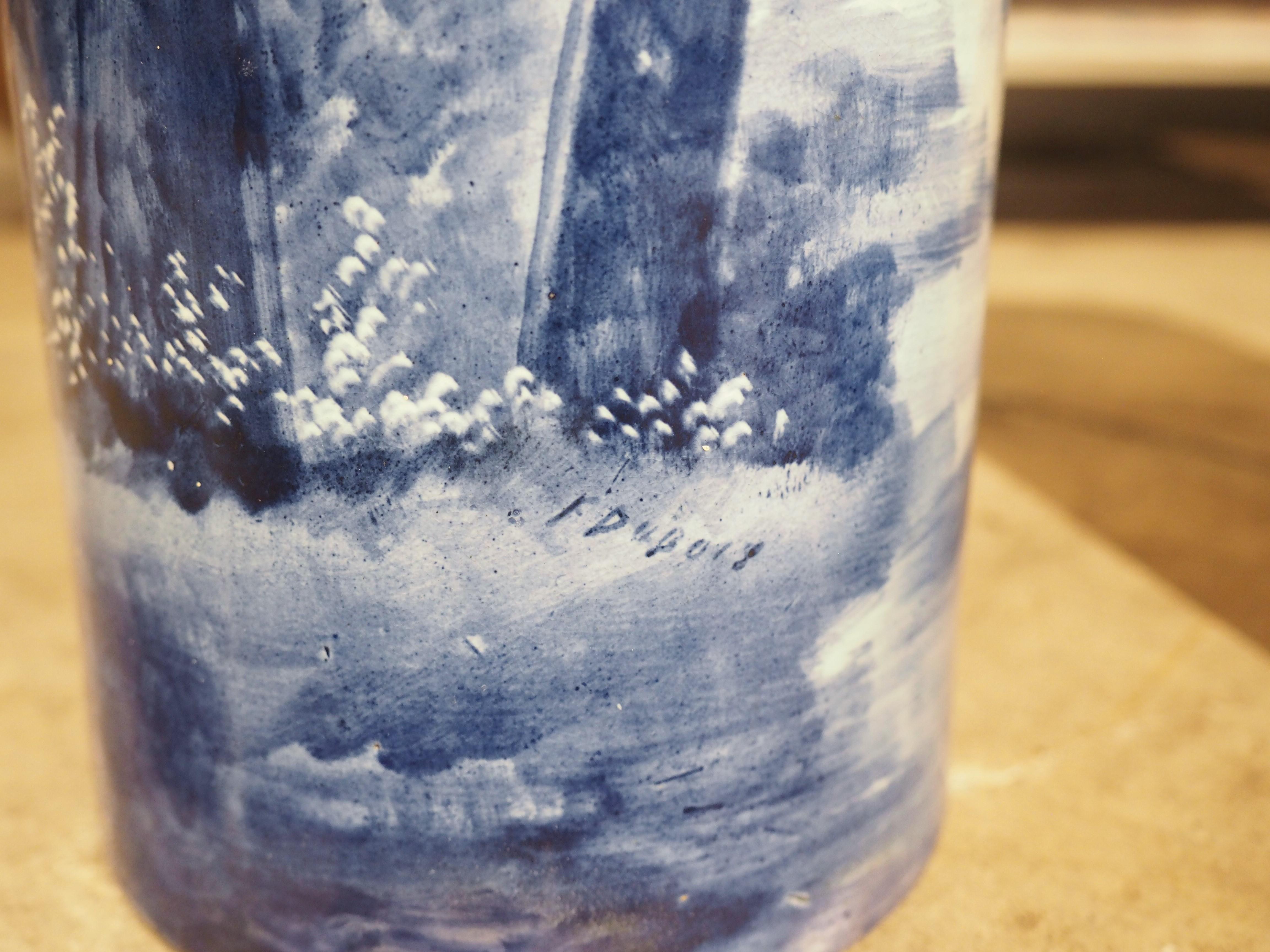 Paire de vases cylindriques bleu cobalt et blanc du début des années 1900 en provenance de Hollande en vente 4