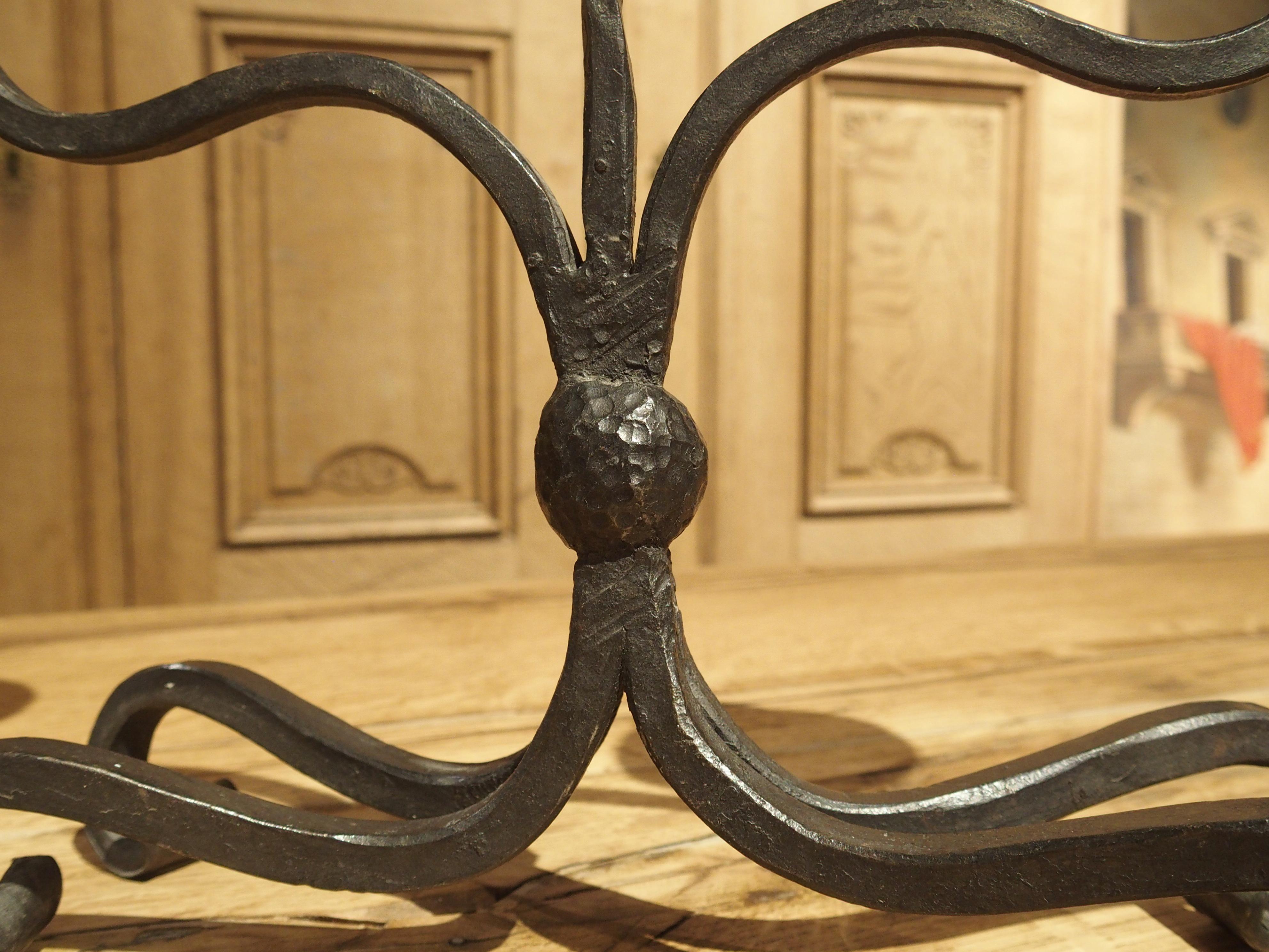 Pair of Early 1900s Forged Iron Candleholders from France For Sale 5