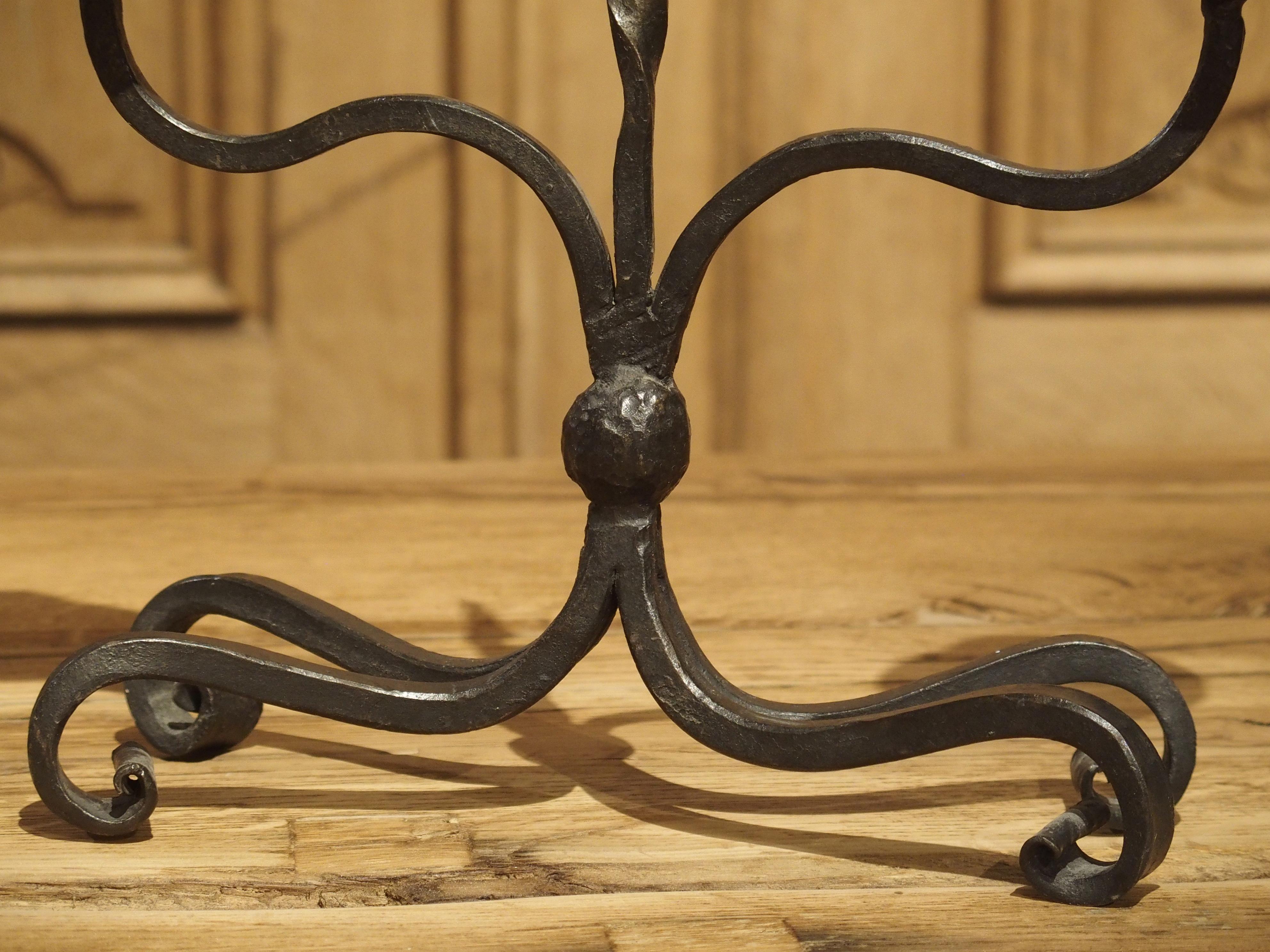 20th Century Pair of Early 1900s Forged Iron Candleholders from France For Sale