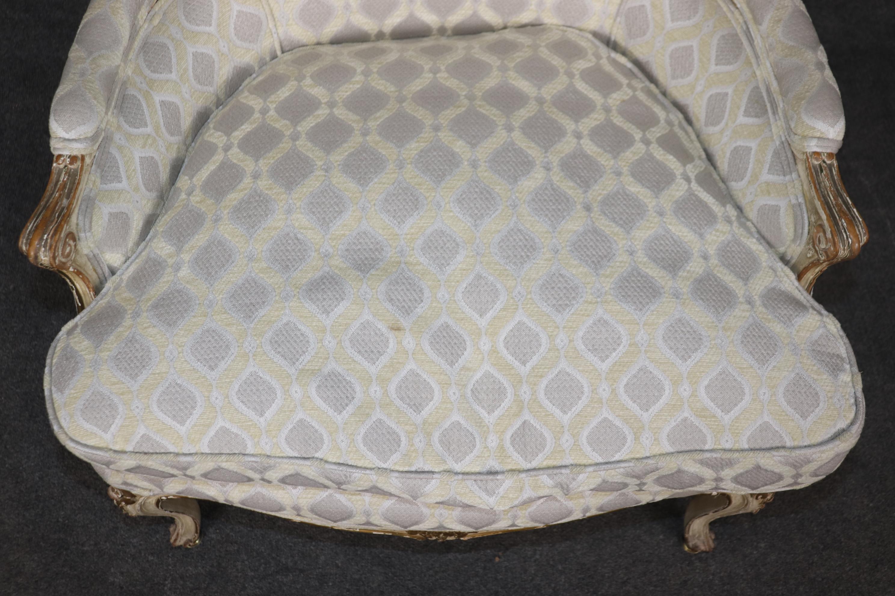 Pair of Early 1990s era Paint Decorated French Louis XV Bergere Chairs For Sale 7