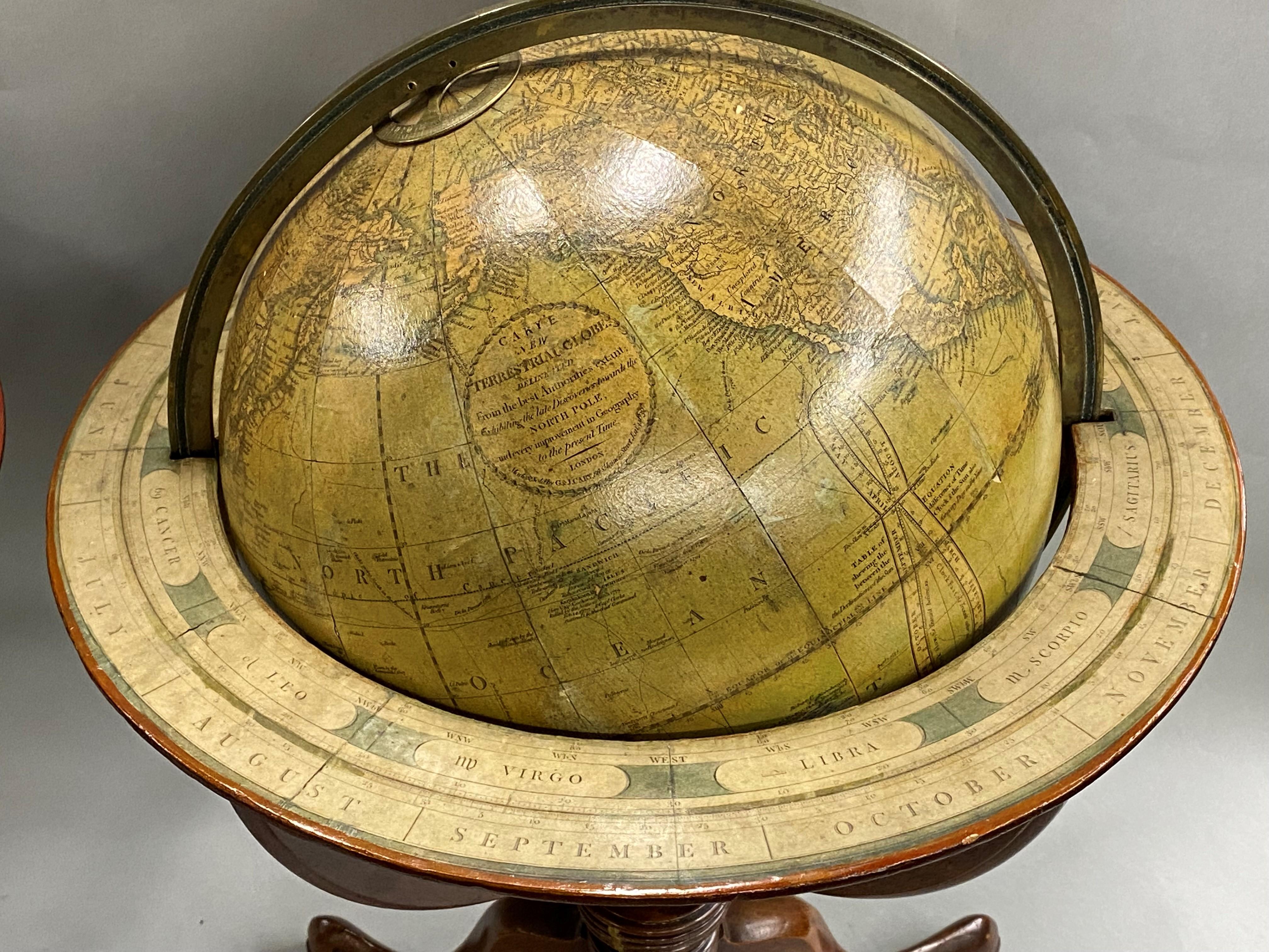 Paire de globes de table célestes et terrestres du début du 19e siècle en porcelaine sculptée en vente 4