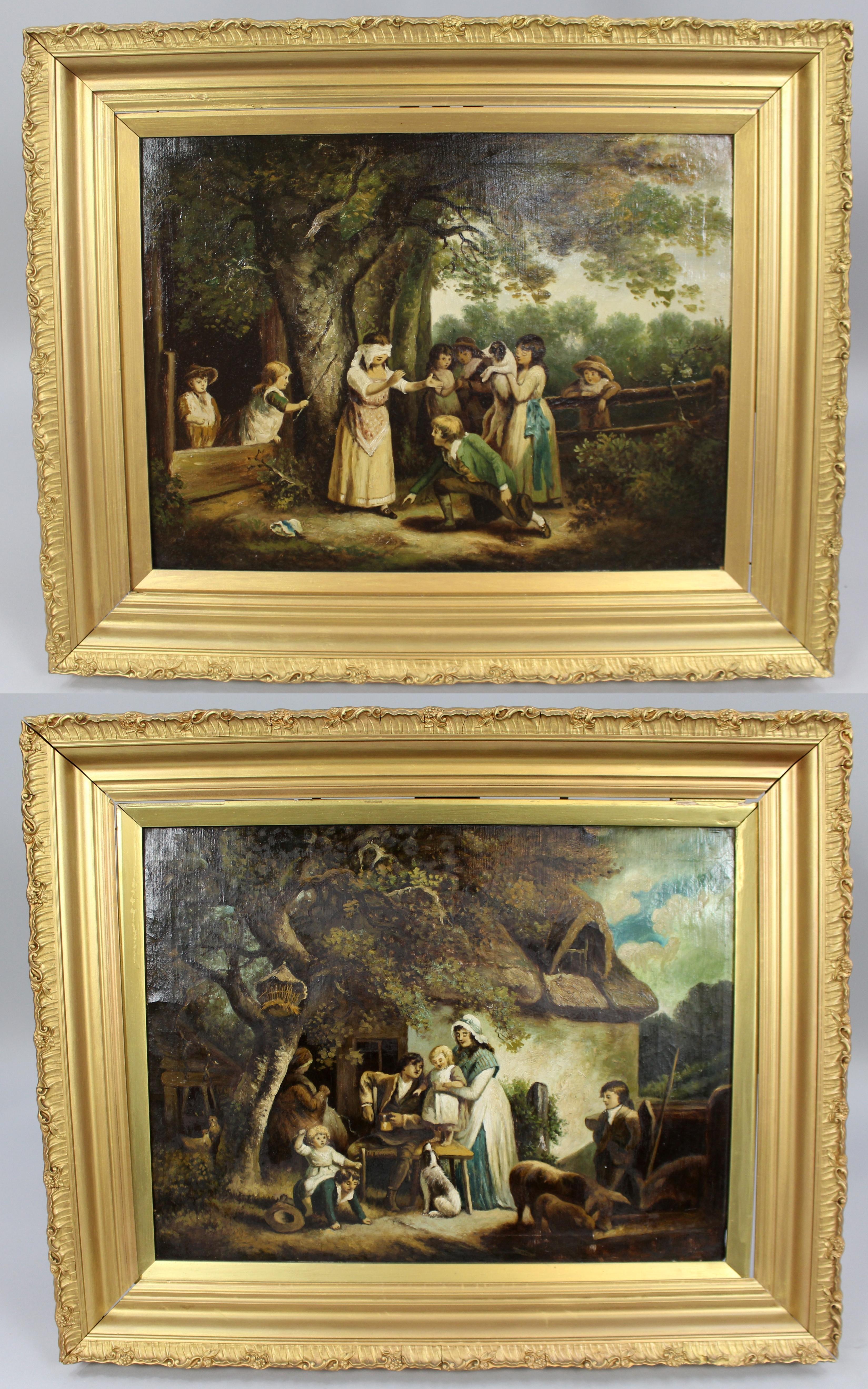 Pair of early 19th c. Country Genre scenes oil on canvas


Period Early 19th c.

Medium Oil on canvas

Size Both frames measure 81 x 66 cm / 32 x 26 in

Frame Set in original painted gold gilt frames

Condition Good condition. A little