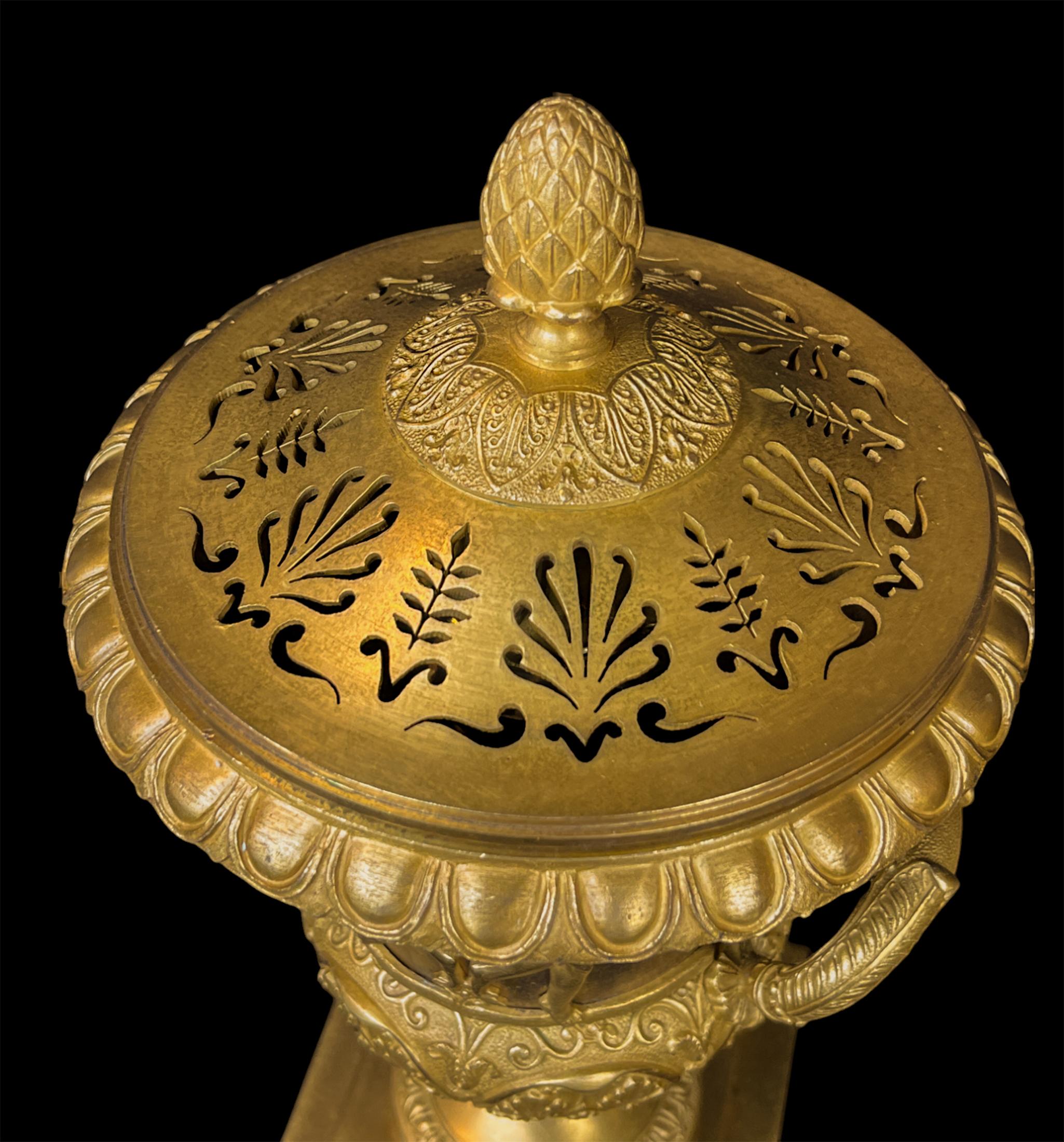 Pair of Early 19th c Empire Gilt Bronze Cassolettes For Sale 1