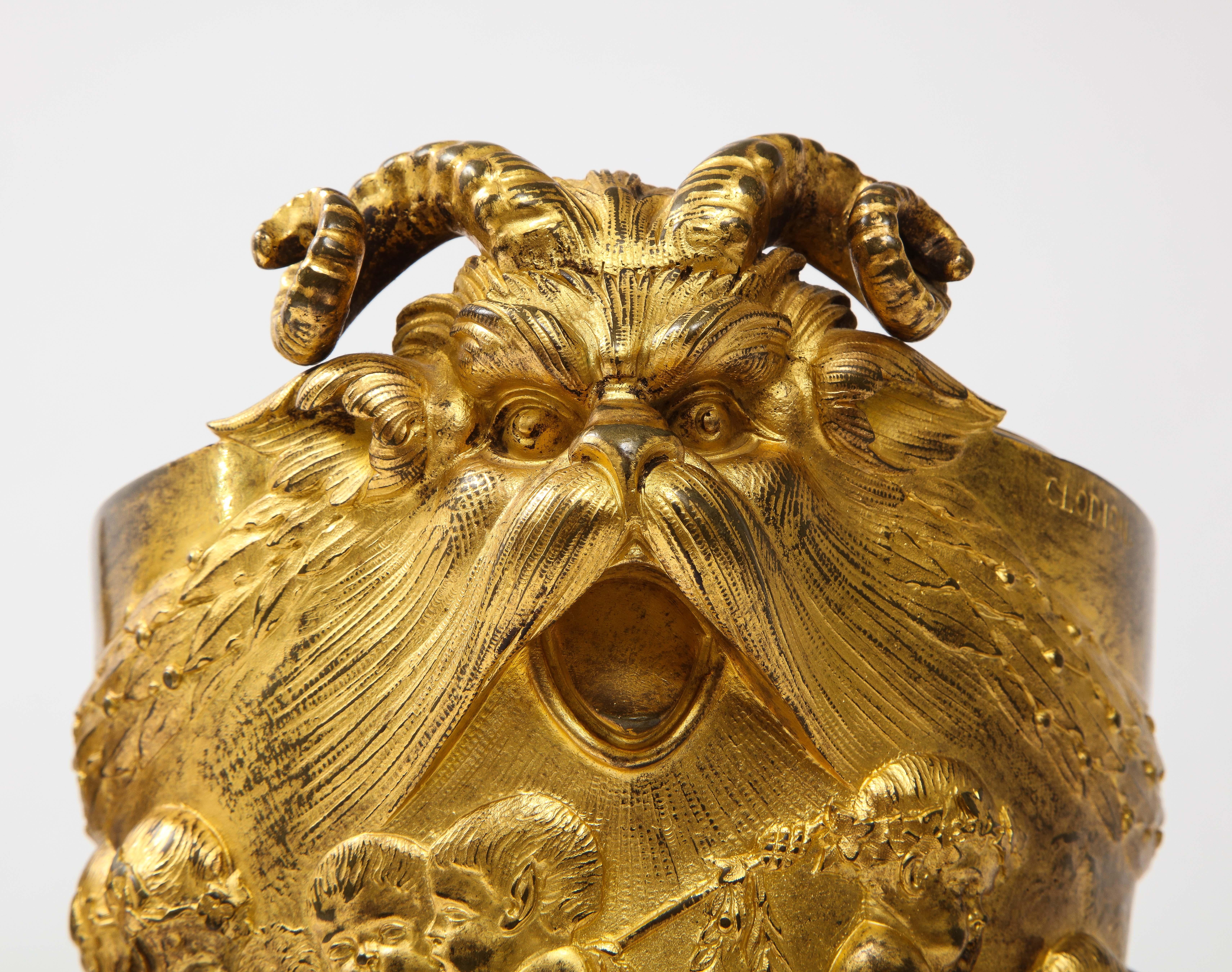 Pair of Early 19th C. French Ormolu Covered Vases, Signed Clodion For Sale 4
