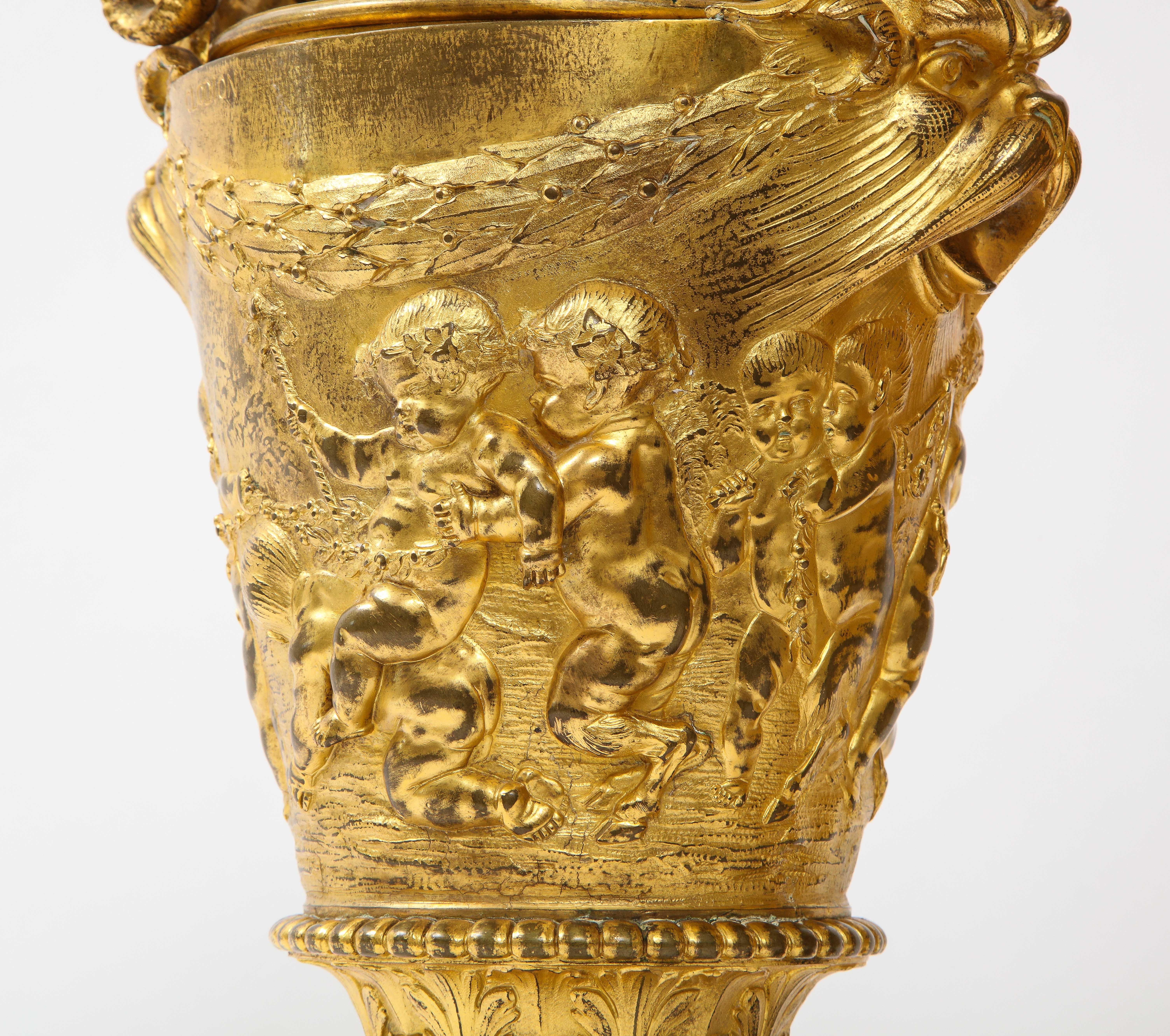 Pair of Early 19th C. French Ormolu Covered Vases, Signed Clodion For Sale 7