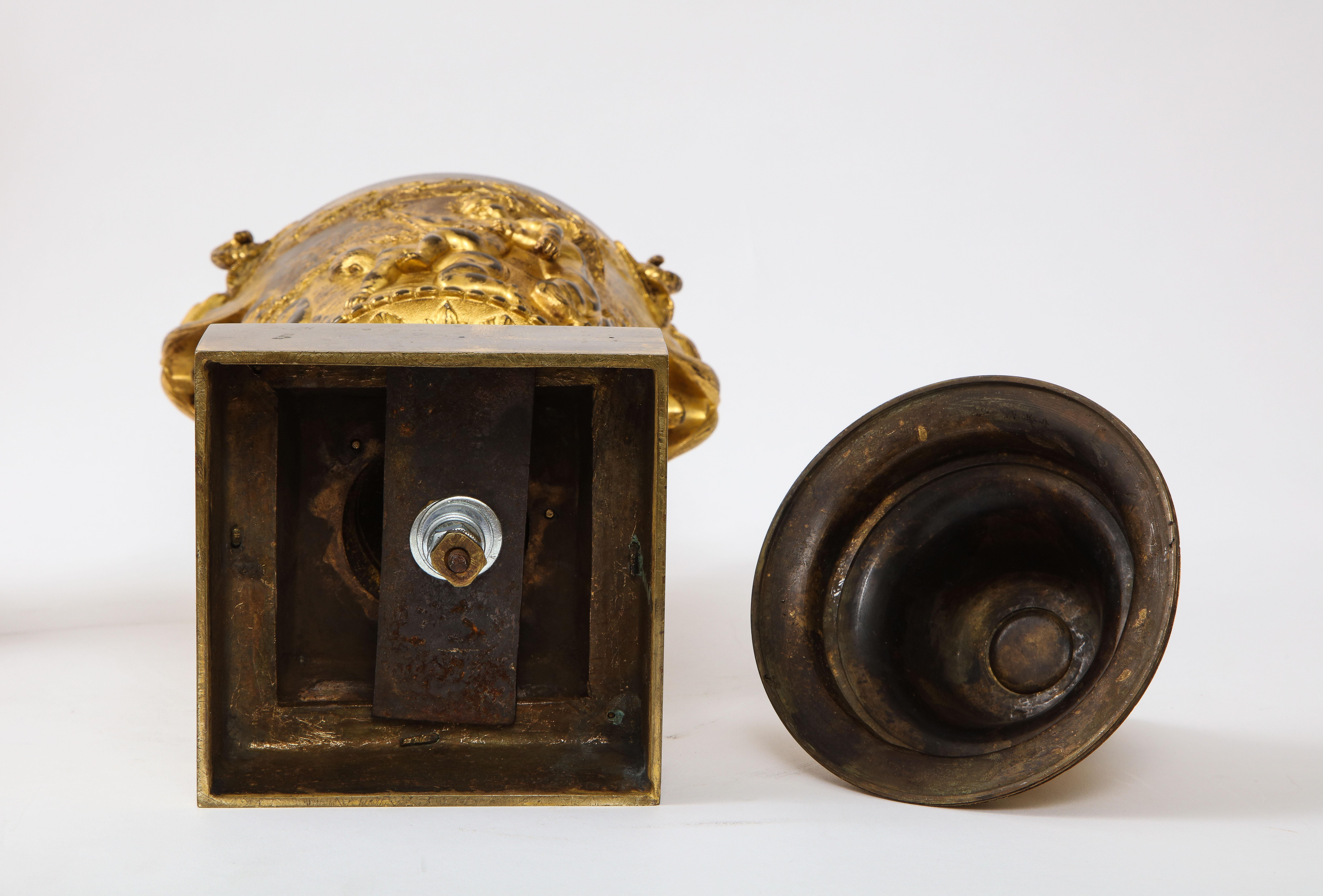 Pair of Early 19th C. French Ormolu Covered Vases, Signed Clodion For Sale 9