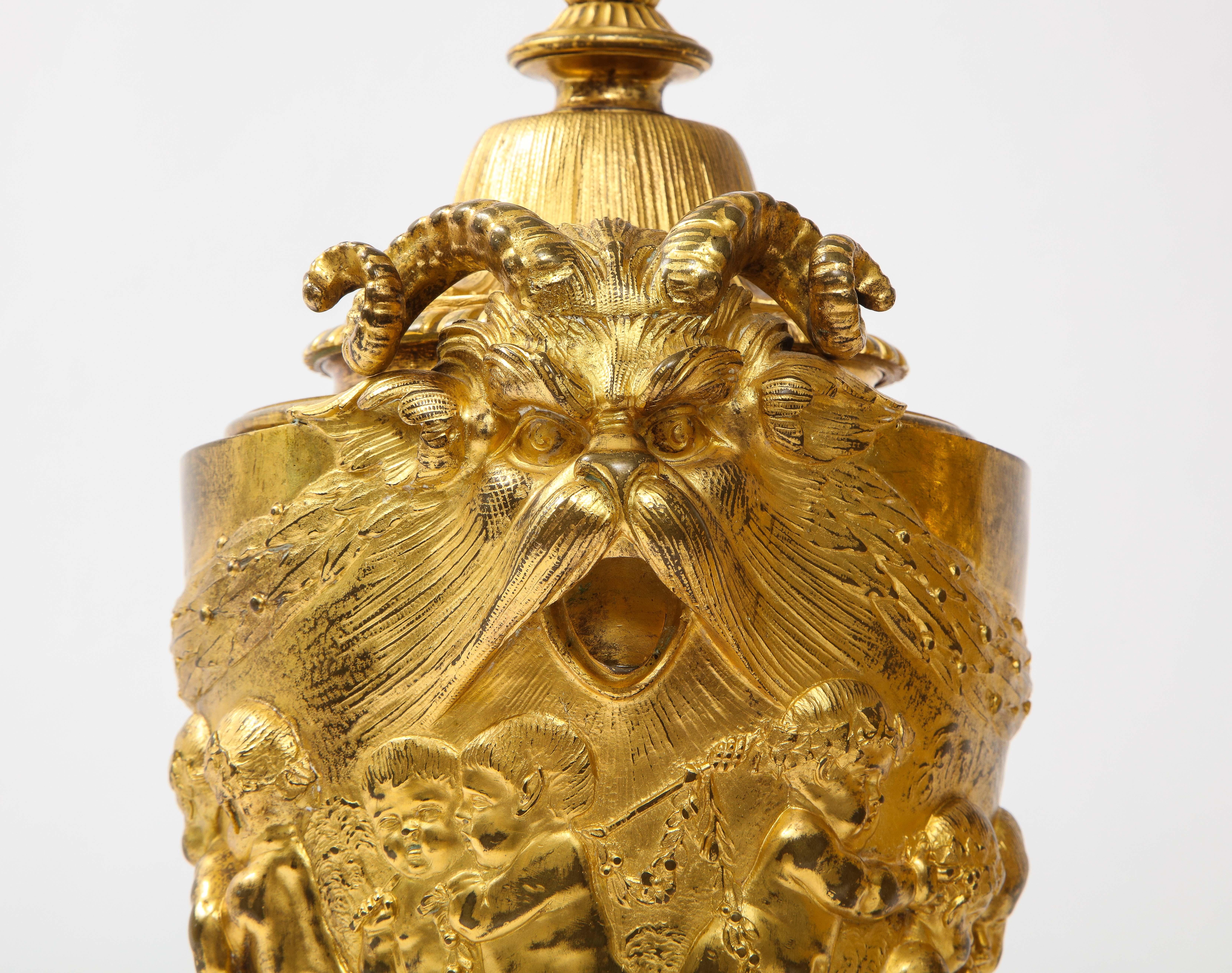 Pair of Early 19th C. French Ormolu Covered Vases, Signed Clodion For Sale 3