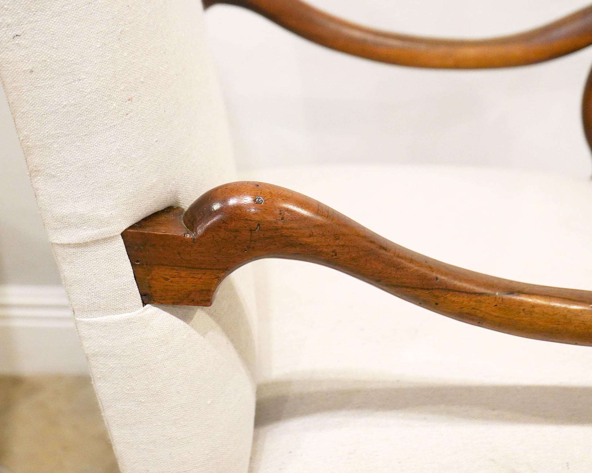 Pair of Early 19th C. French Provincial  Baroque Style Upholstered Armchairs 5