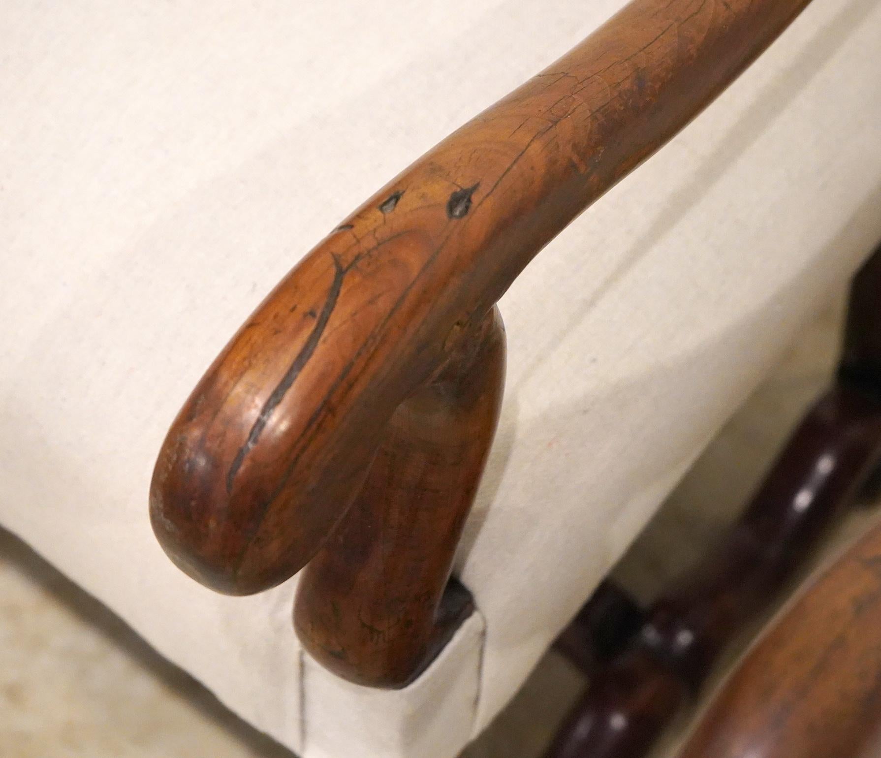 Pair of Early 19th C. French Provincial  Baroque Style Upholstered Armchairs In Good Condition In Ft. Lauderdale, FL