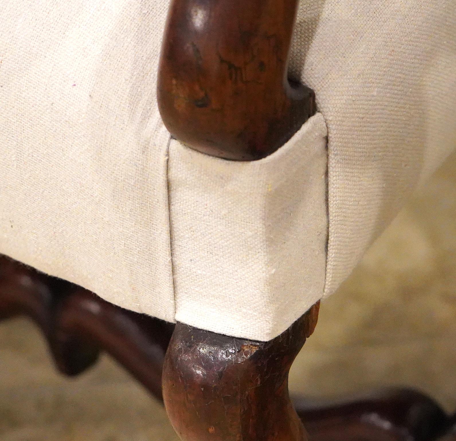 19th Century Pair of Early 19th C. French Provincial  Baroque Style Upholstered Armchairs