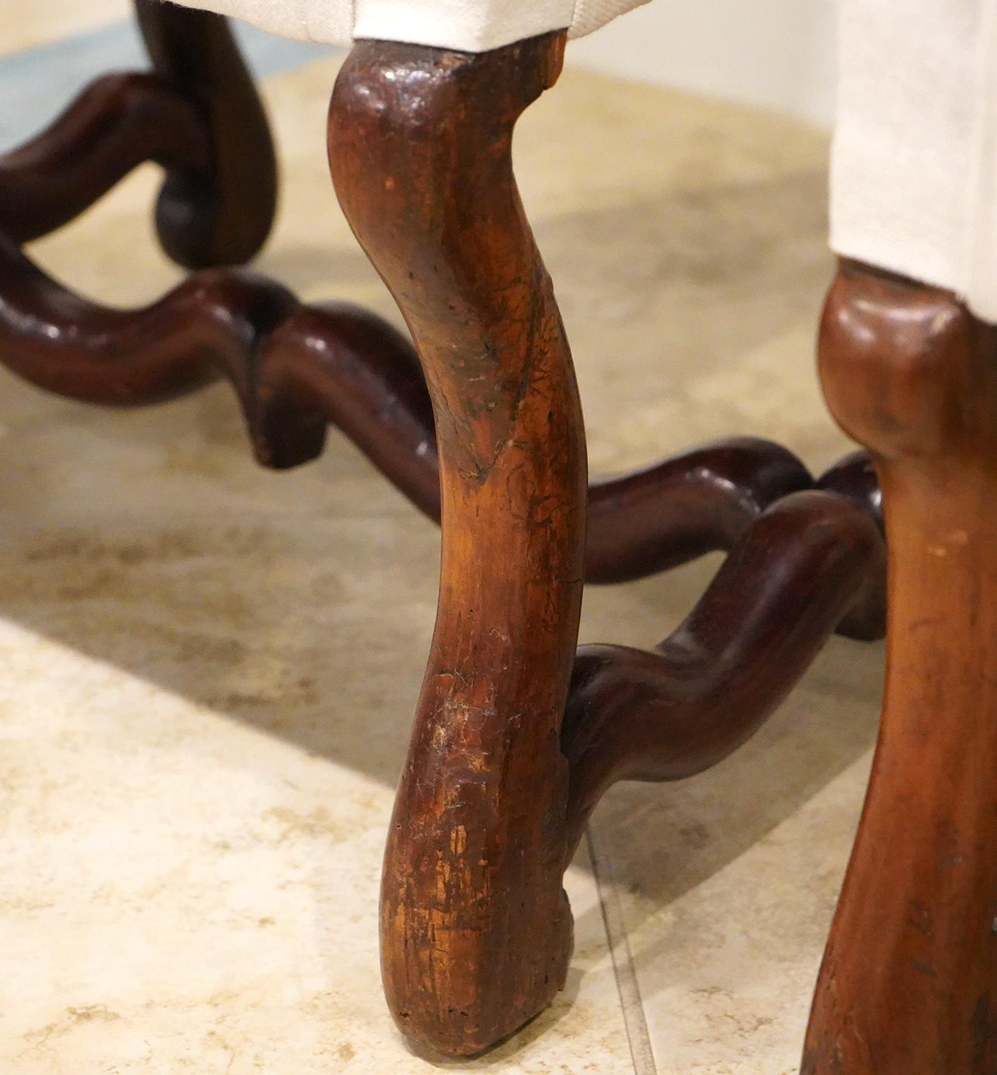 Fabric Pair of Early 19th C. French Provincial  Baroque Style Upholstered Armchairs