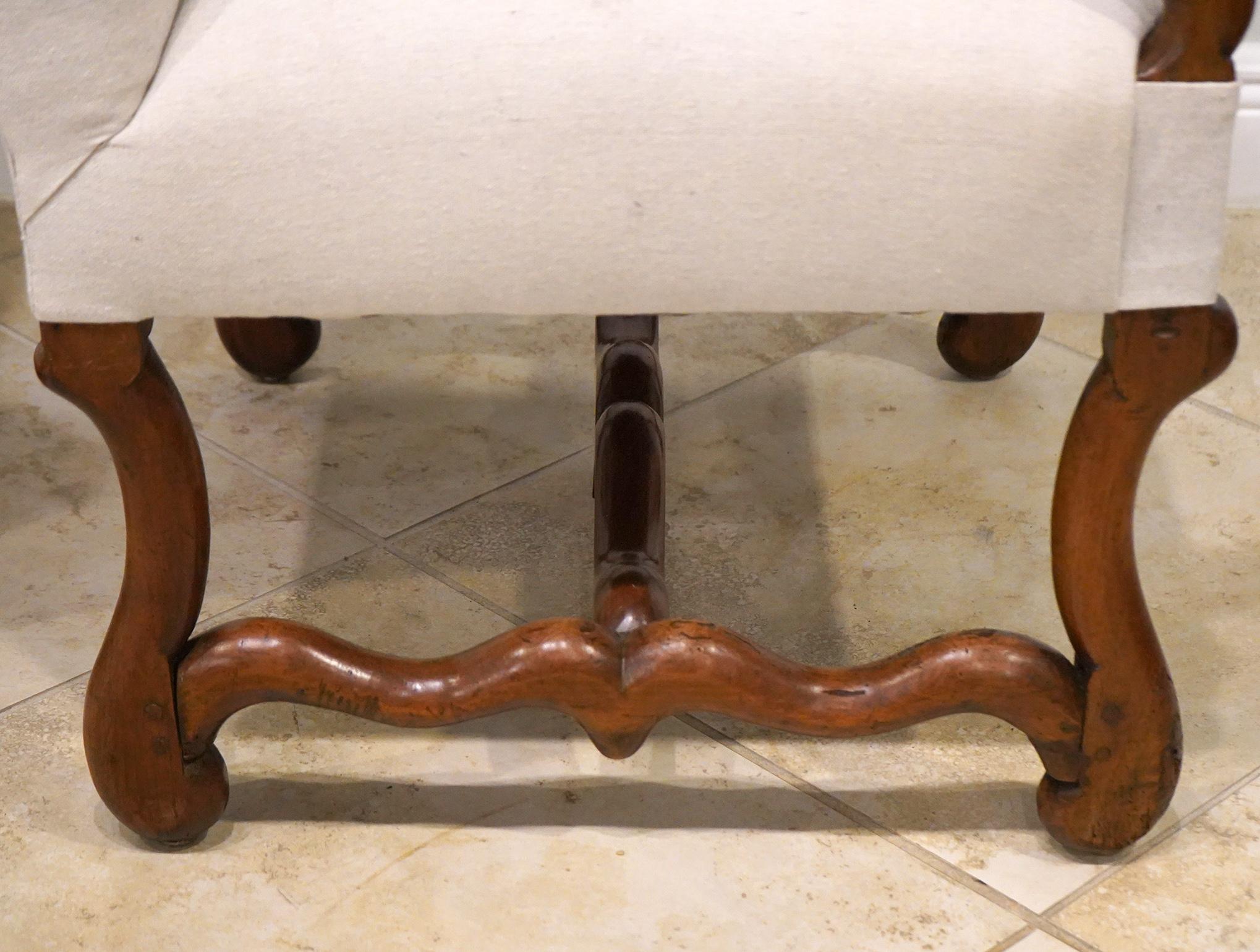 Pair of Early 19th C. French Provincial  Baroque Style Upholstered Armchairs 1